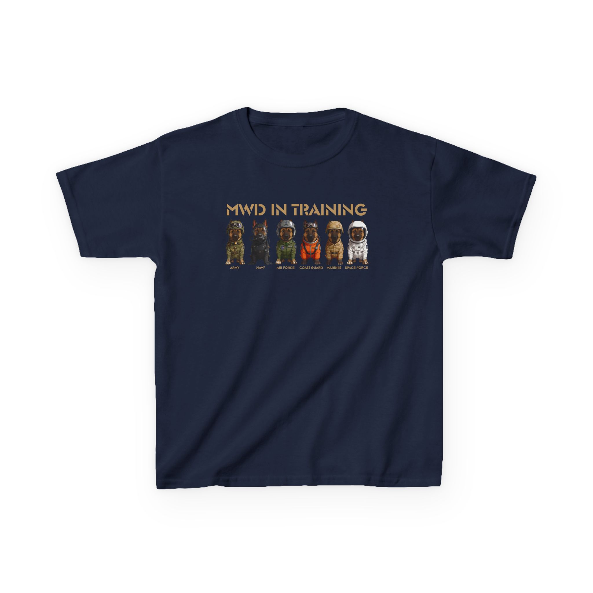 Kids Tee - "MWD Training" Cute Military Working Dog Puppies Shirt for Children - Image 2
