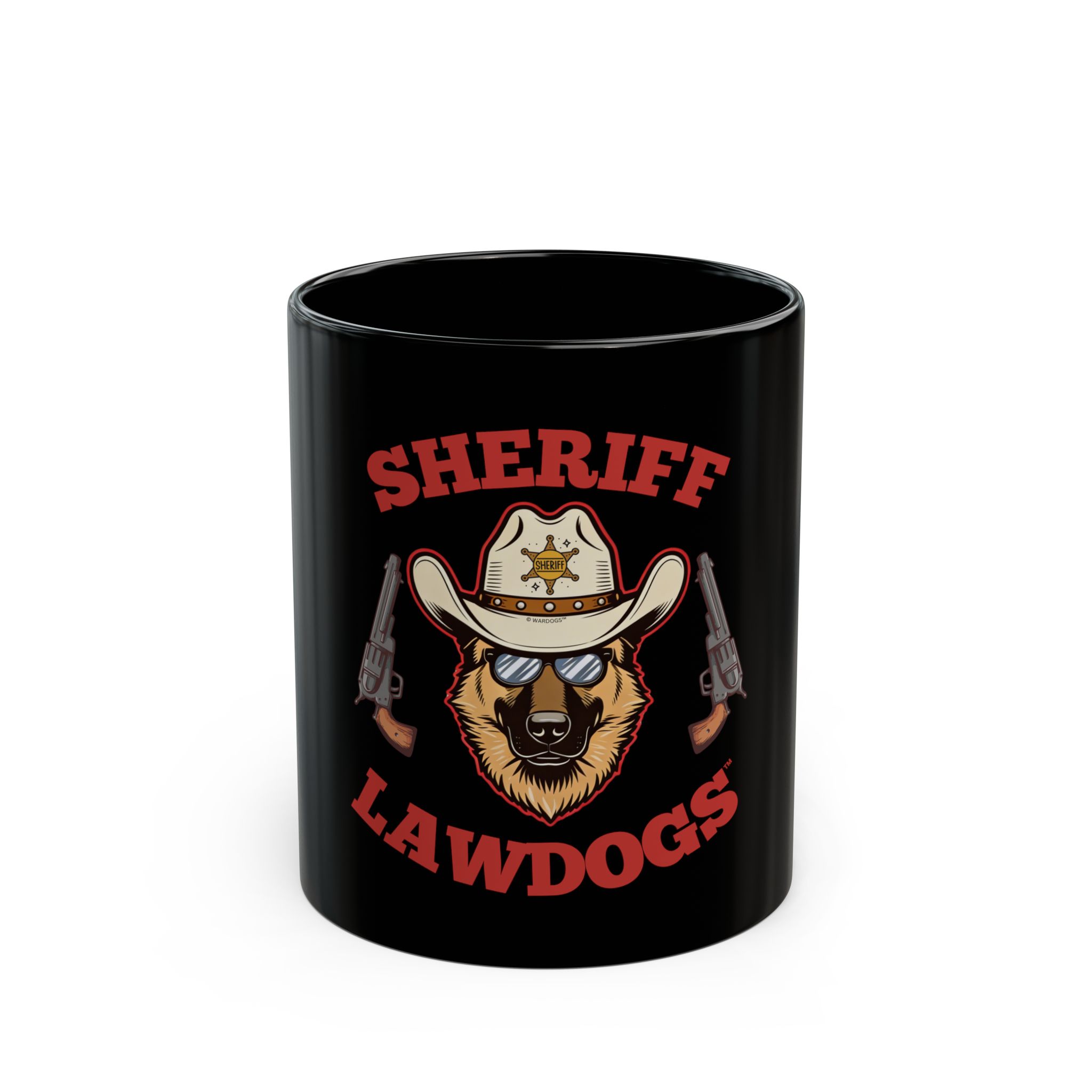 Sheriff Lawdogs Black Coffee Mug – Western Police Dog Design (11oz/15oz)