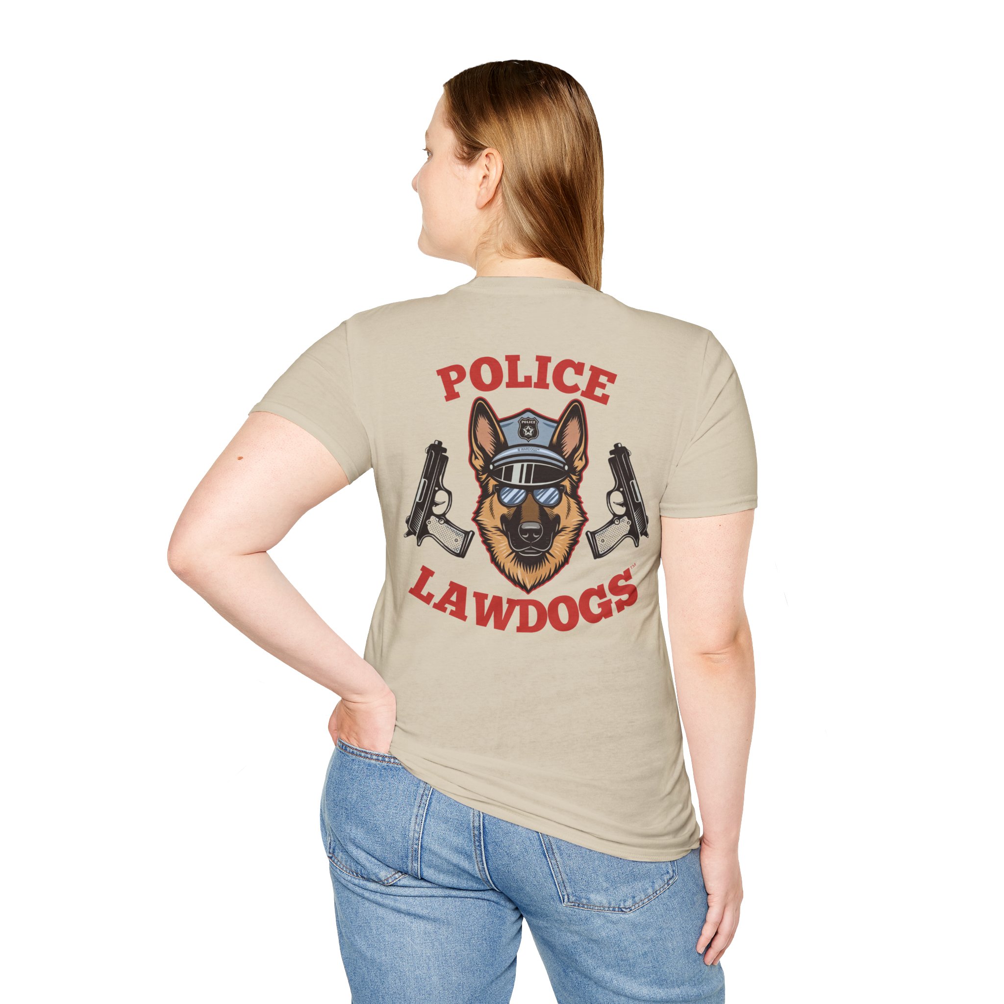 Police Lawdogs T-Shirt – K9 Handler German Shepherd Badge Tee -Back Design - Image 8