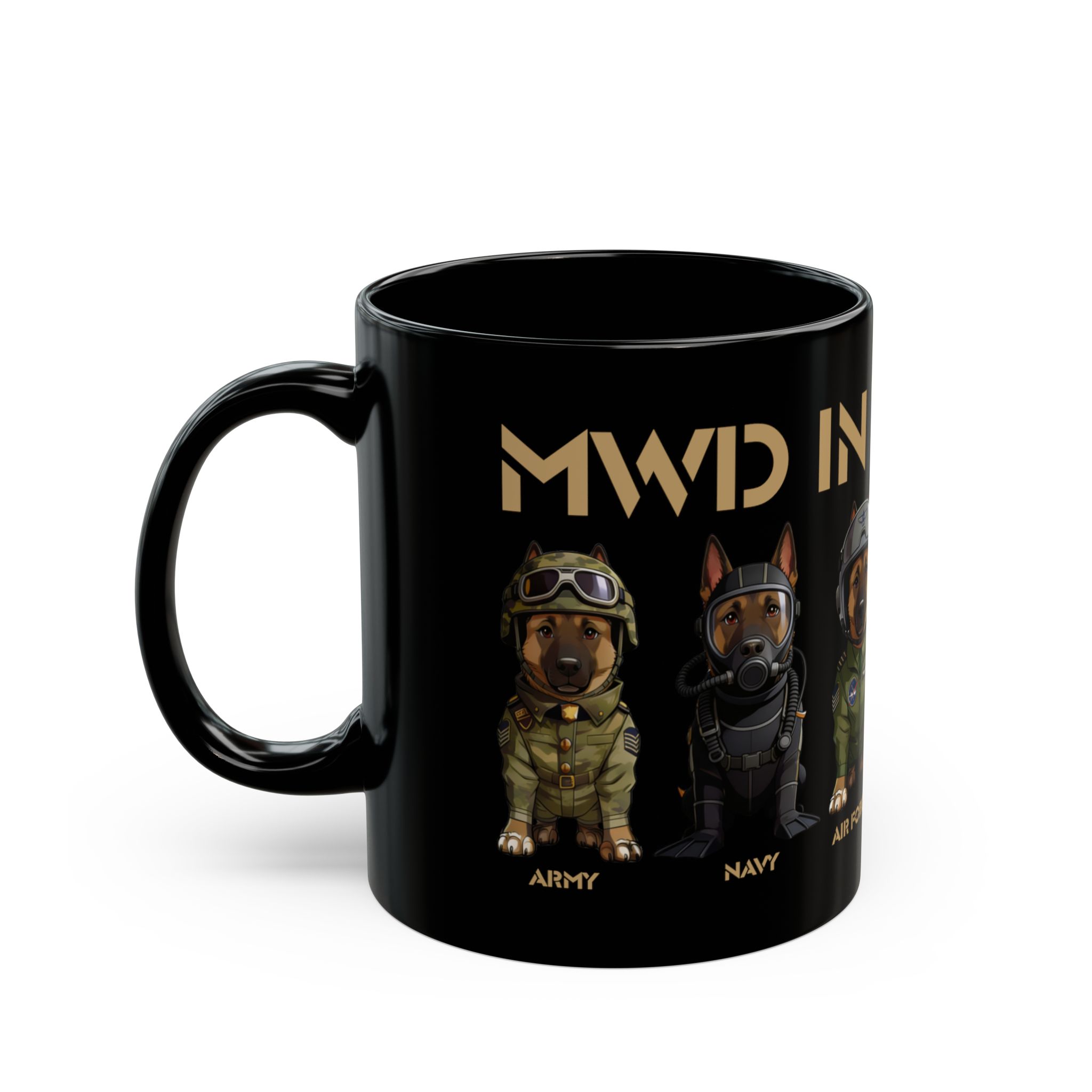 K9s In Training Mug — Military & Space Force Dog Crew 11oz/15oz Black Coffee Cup - Image 3