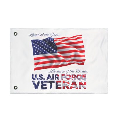U.S. Air Force Veteran Flag — “Land of the Free…Because of the Brave” Double-Sided Patriotic Banner
