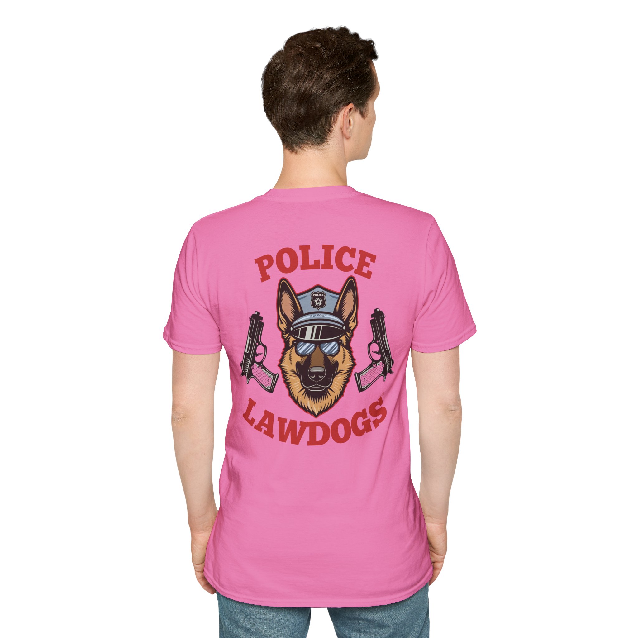 Police Lawdogs T-Shirt – K9 Handler German Shepherd Badge Tee -Back Design - Image 27