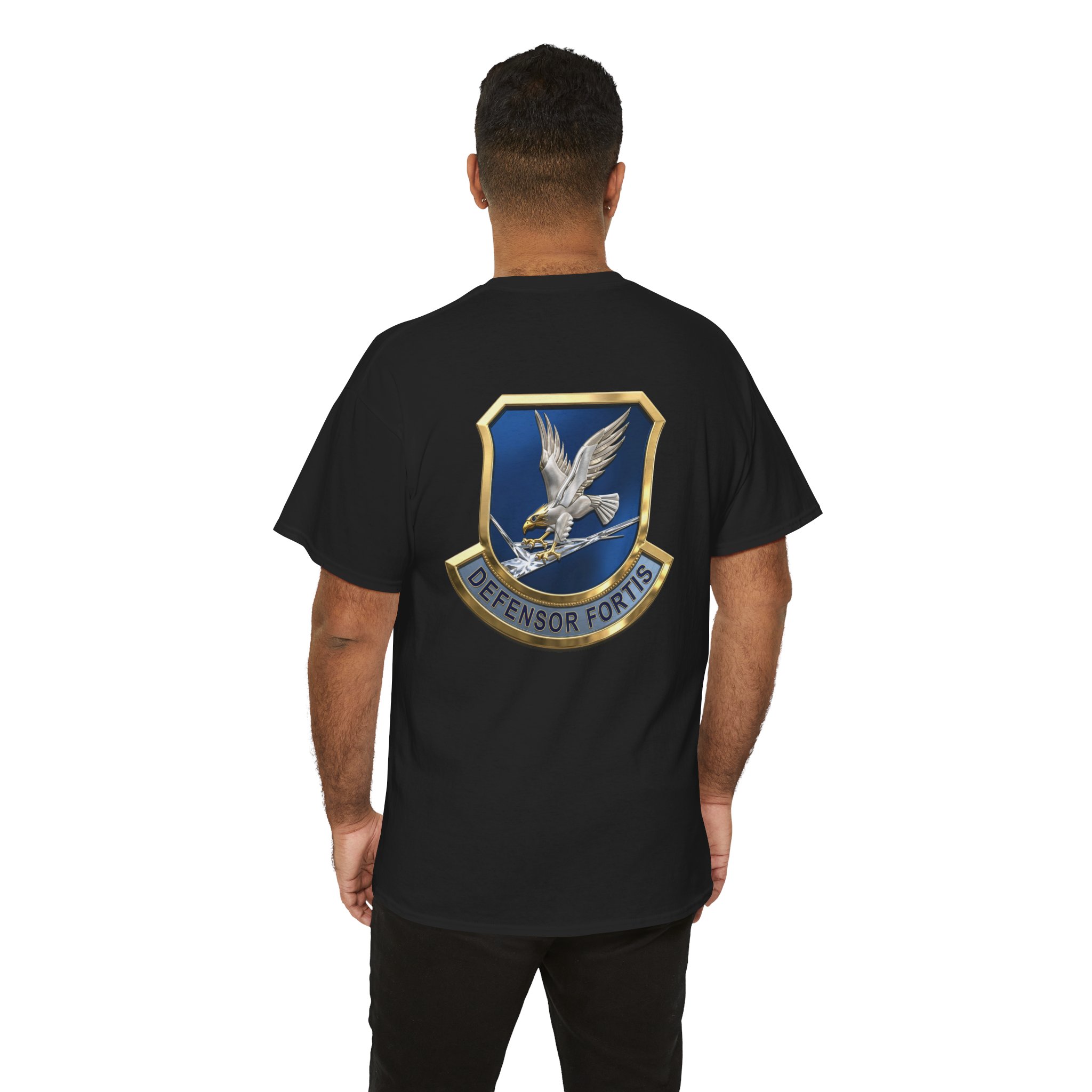 Military Crest T-Shirt — Defensor Fortis Emblem Back Print - Image 10