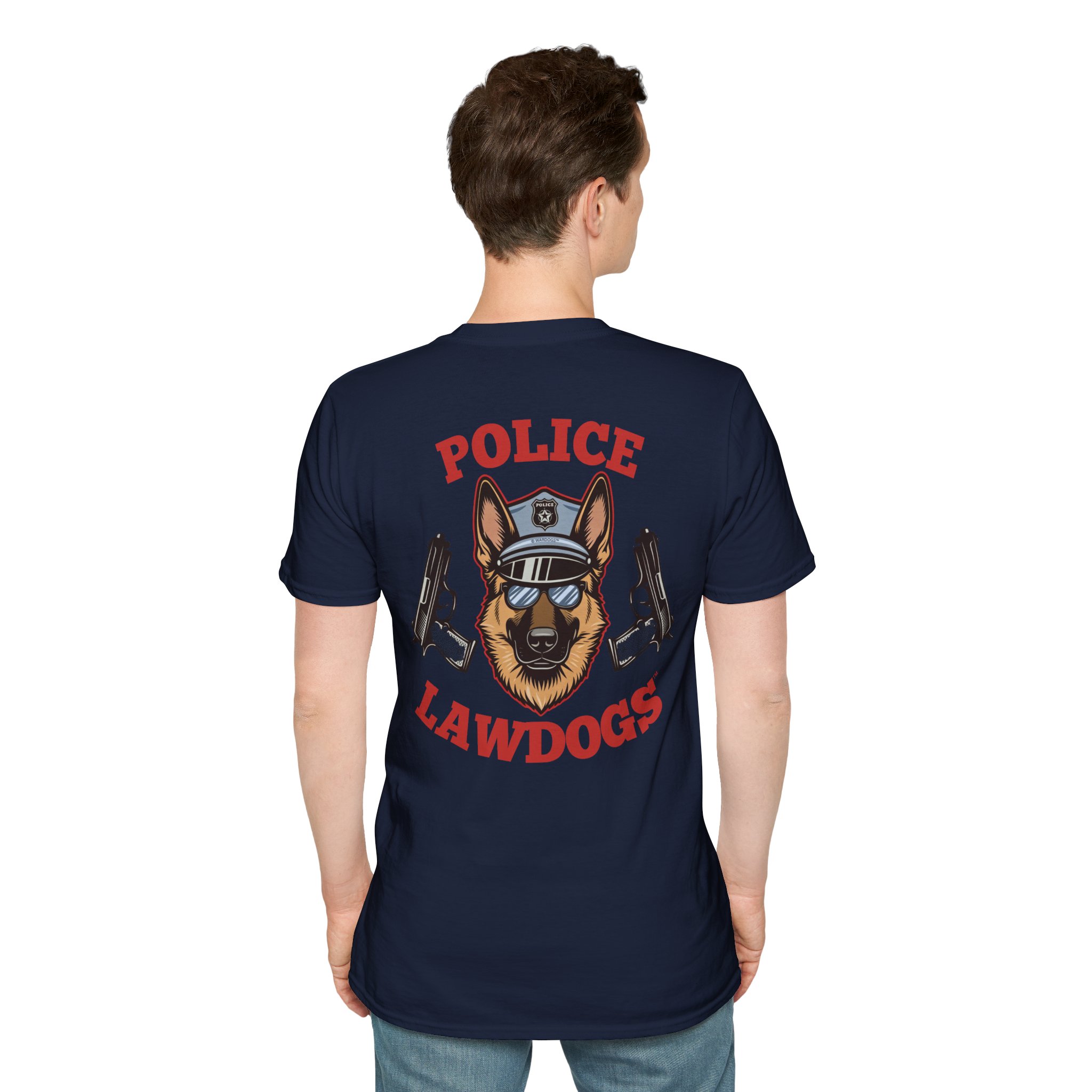 Police Lawdogs T-Shirt – K9 Handler German Shepherd Badge Tee -Back Design - Image 24