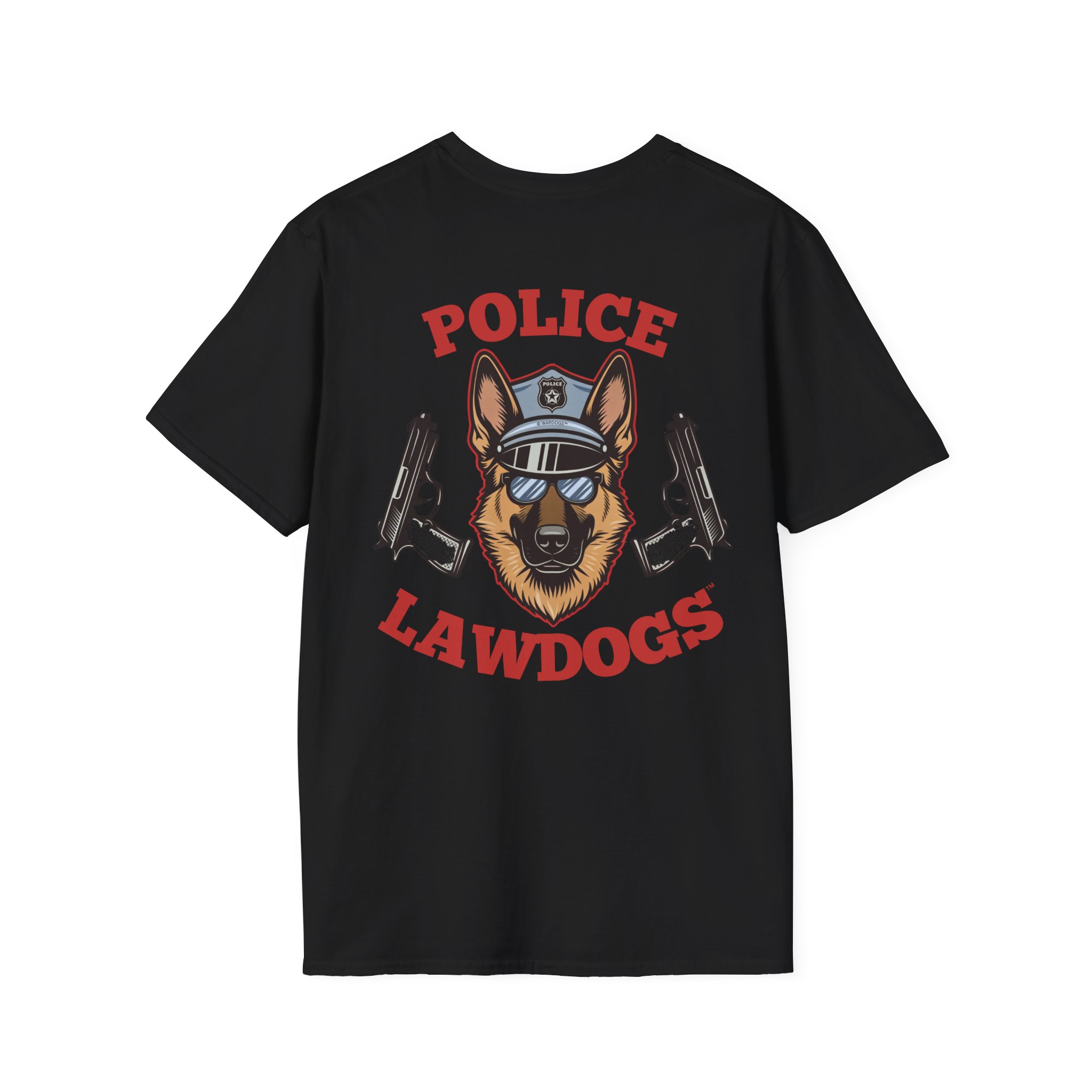 Police Lawdogs T-Shirt – K9 Handler German Shepherd Badge Tee -Back Design - Image 4