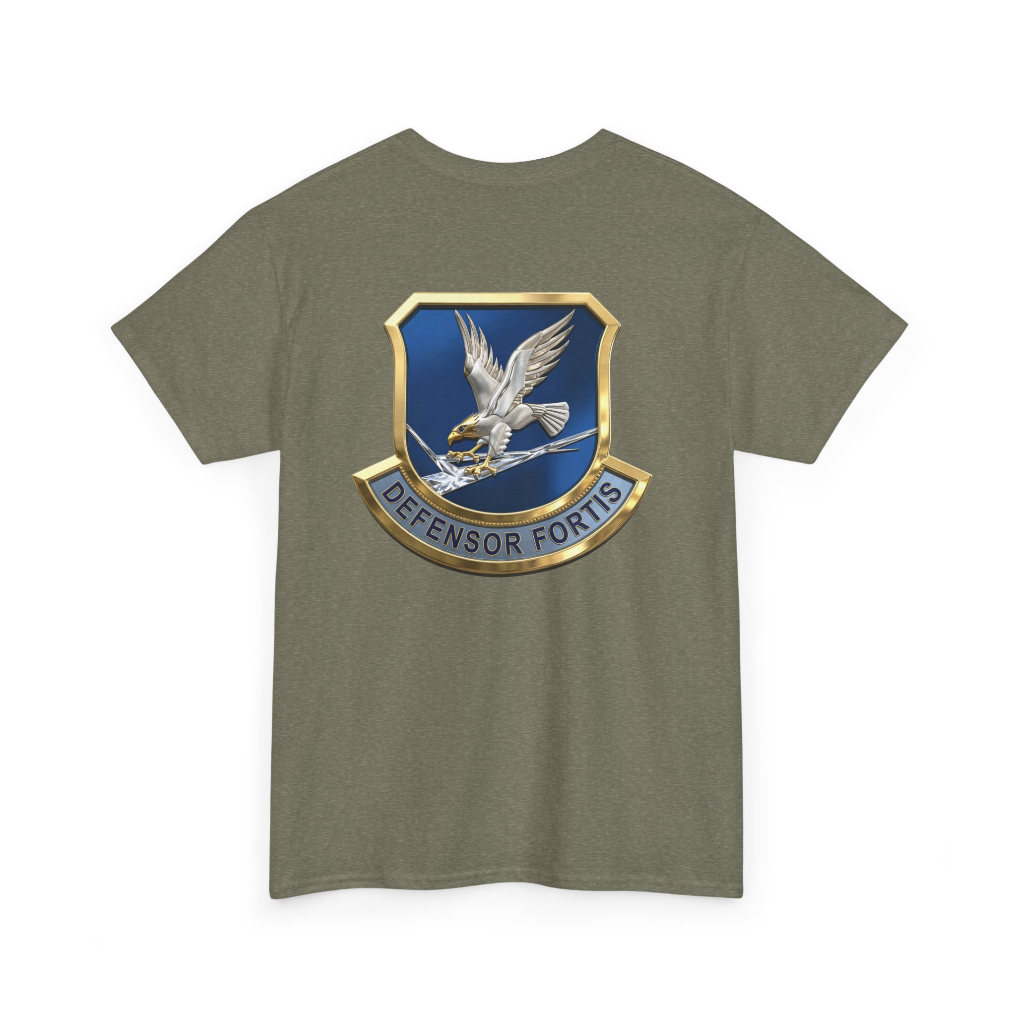 Military Crest T-Shirt — Defensor Fortis Emblem Back Print - Image 23