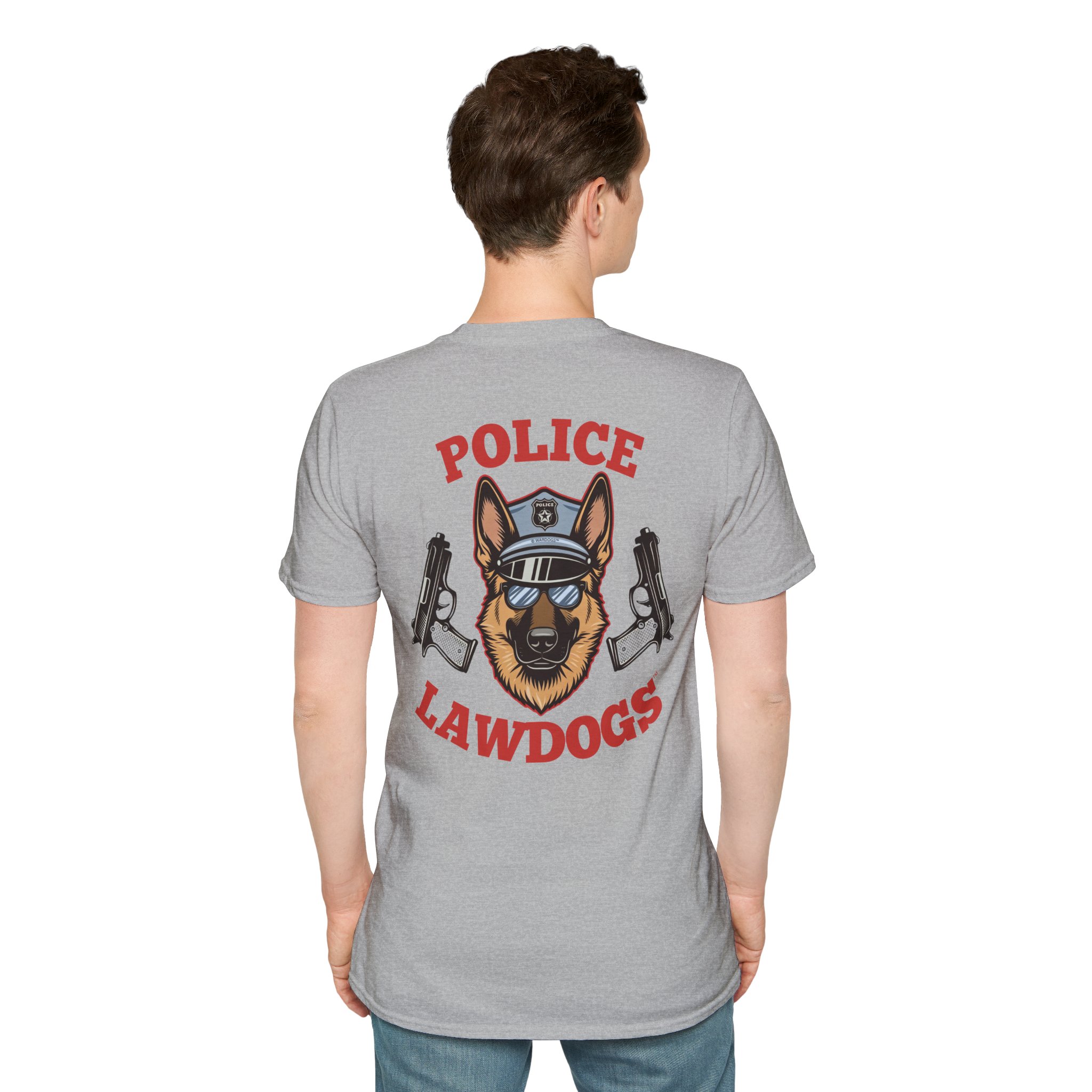 Police Lawdogs T-Shirt – K9 Handler German Shepherd Badge Tee -Back Design - Image 12