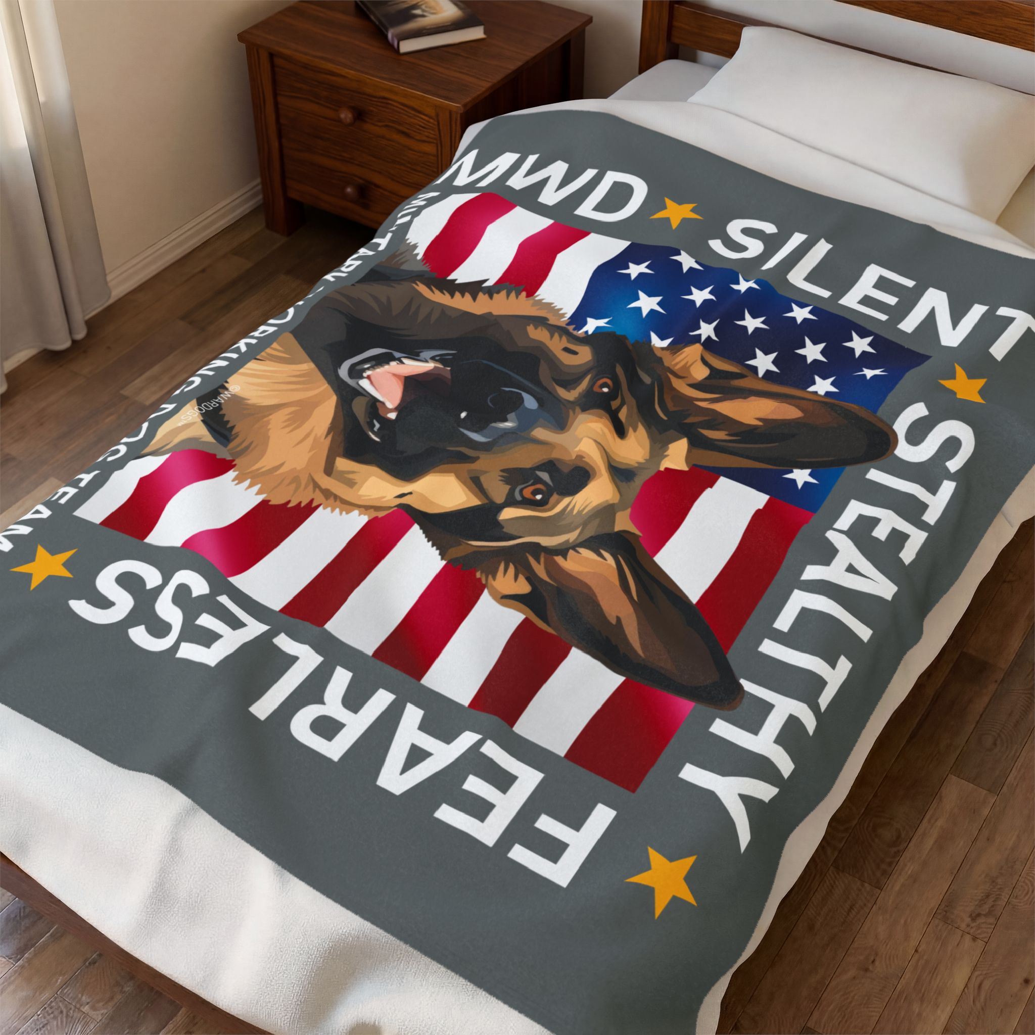 Velveteen Blanket - Silent. Stealthy. Fearless. German Shepherd Art. - Image 3