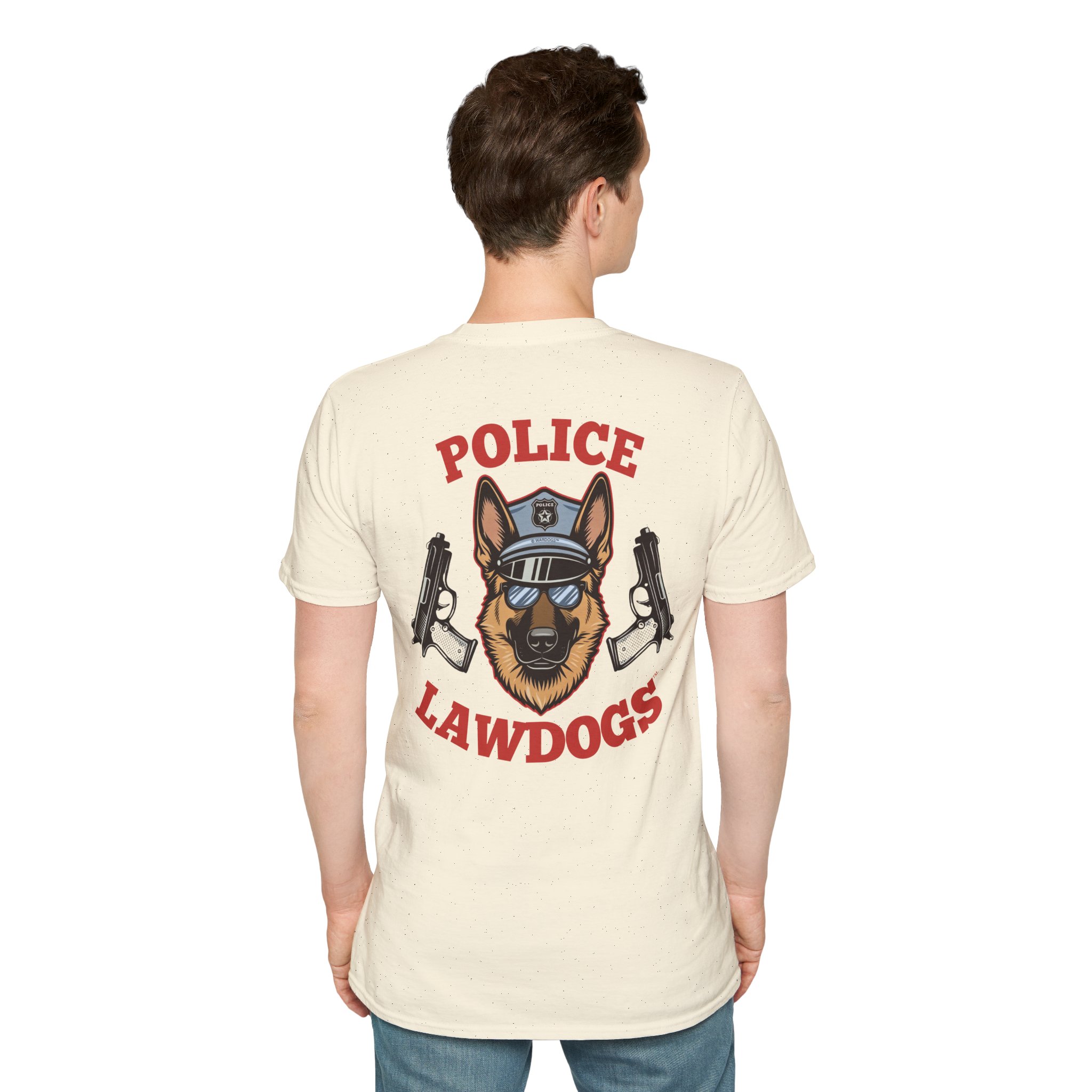 Police Lawdogs T-Shirt – K9 Handler German Shepherd Badge Tee -Back Design - Image 15