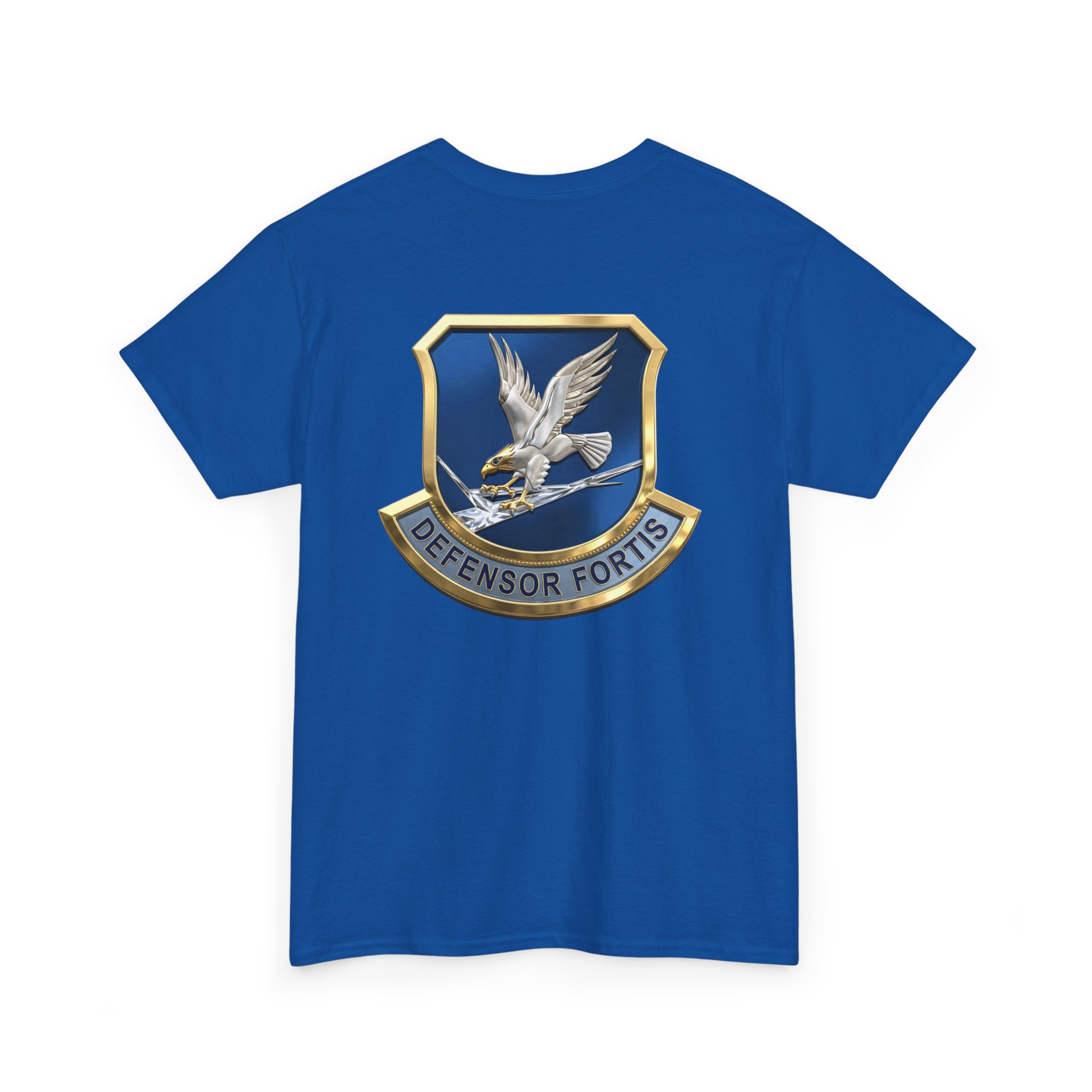 Military Crest T-Shirt — Defensor Fortis Emblem Back Print - Image 43