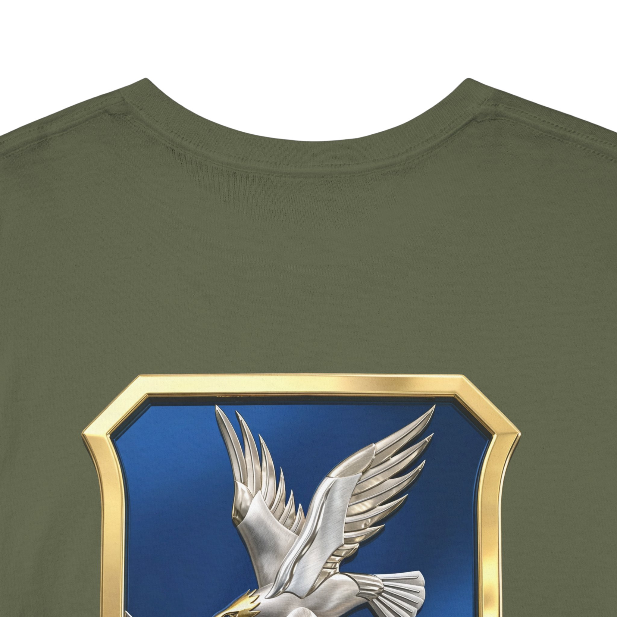 Military Crest T-Shirt — Defensor Fortis Emblem Back Print - Image 29