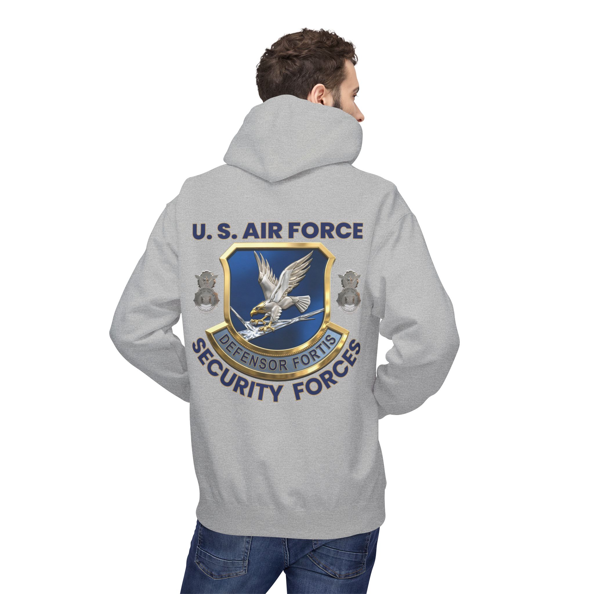 Air Force Security Forces Emblem Hoodie – U.S. Air Force Defensor Fortis Back Print - Image 10
