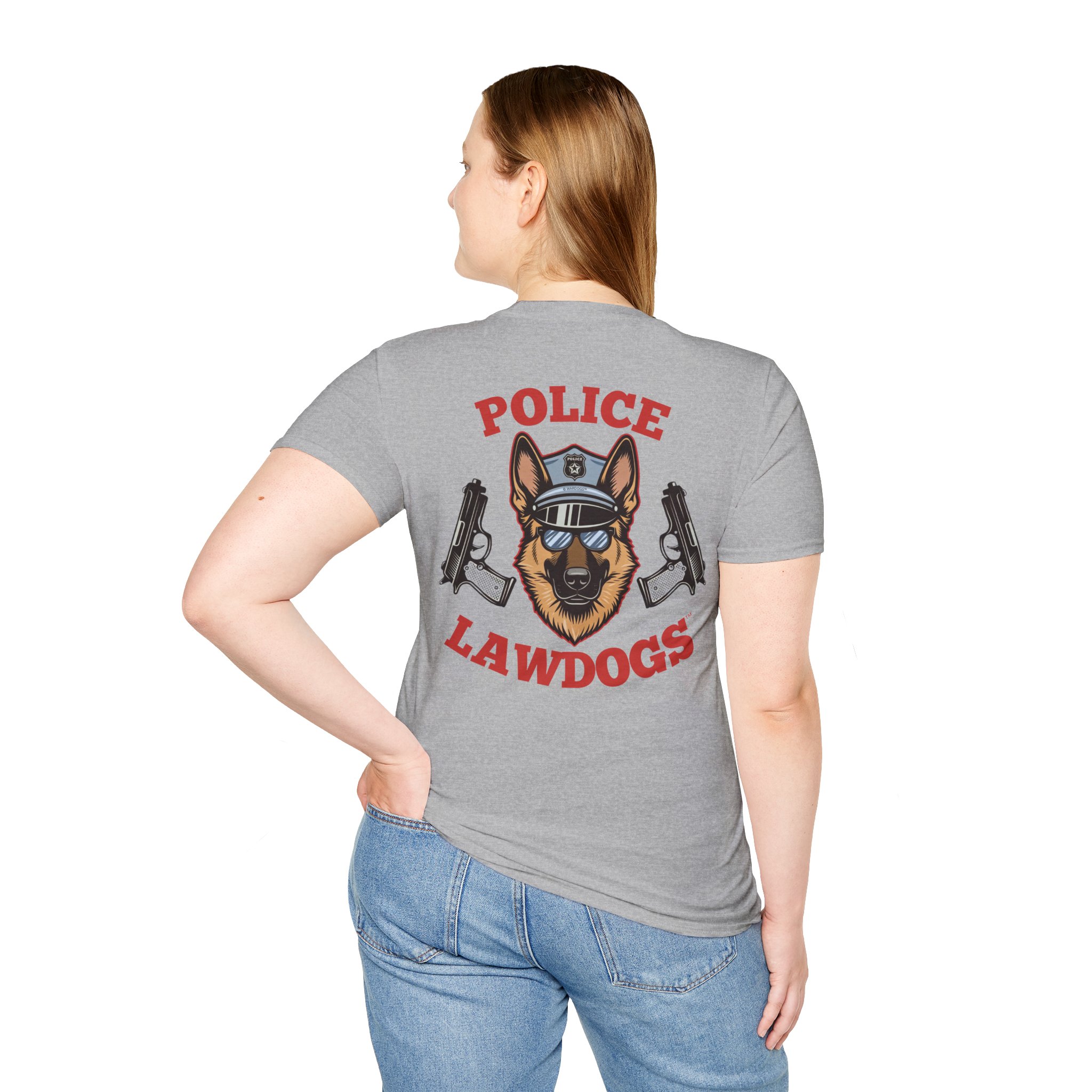 Police Lawdogs T-Shirt – K9 Handler German Shepherd Badge Tee -Back Design - Image 11