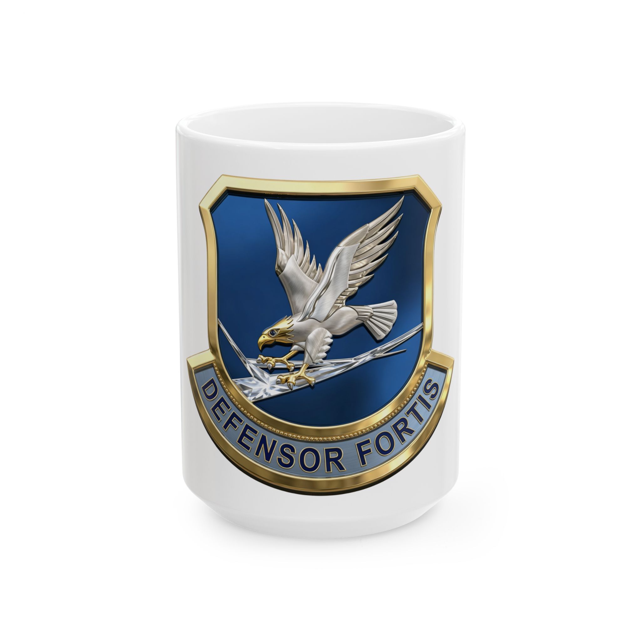 Defensor Fortis Ceramic Mug — Military Emblem Coffee Cup (11oz & 15oz) - Image 2