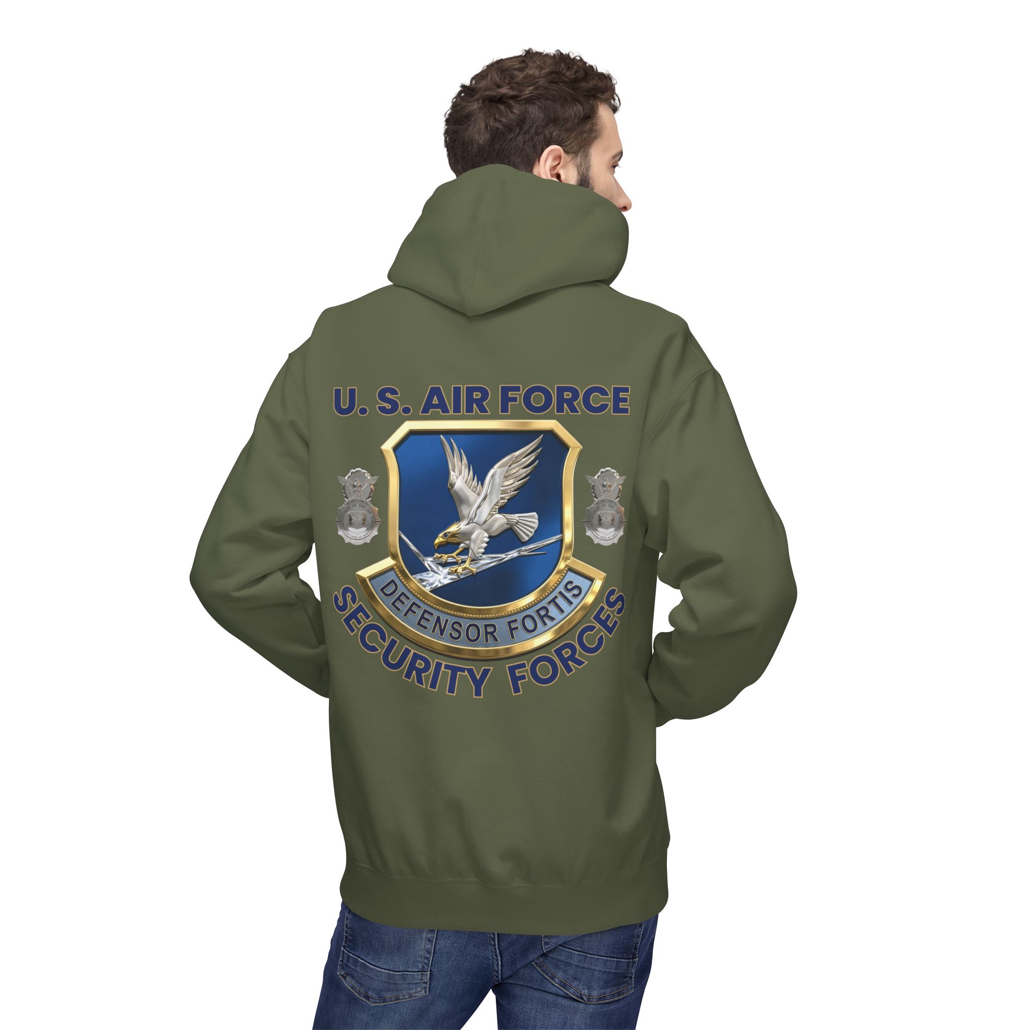 Air Force Security Forces Emblem Hoodie – U.S. Air Force Defensor Fortis Back Print - Image 12