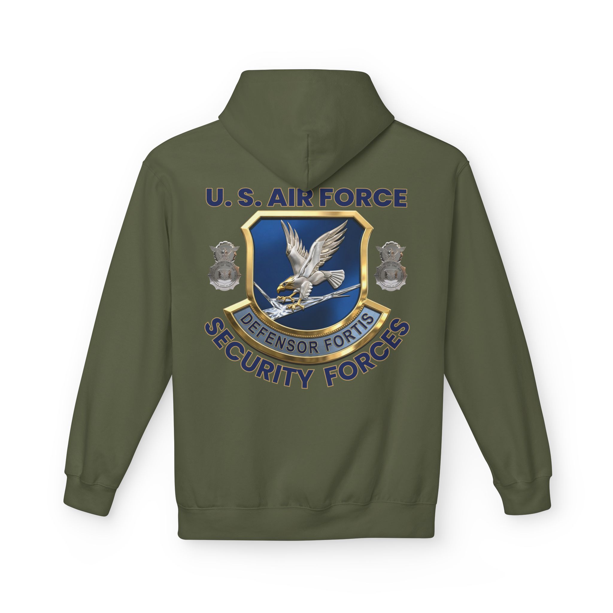 Air Force Security Forces Emblem Hoodie – U.S. Air Force Defensor Fortis Back Print - Image 11