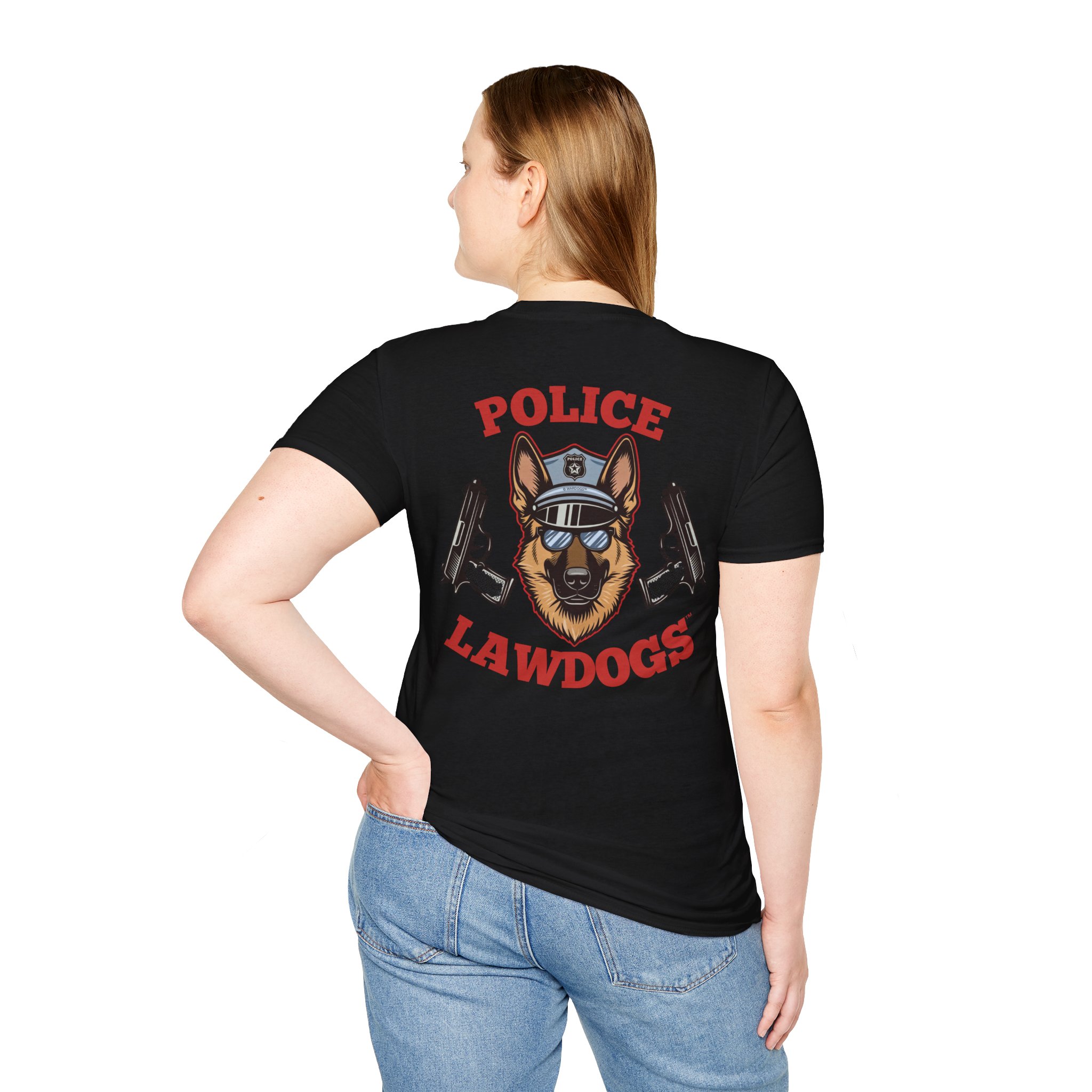 Police Lawdogs T-Shirt – K9 Handler German Shepherd Badge Tee -Back Design - Image 5