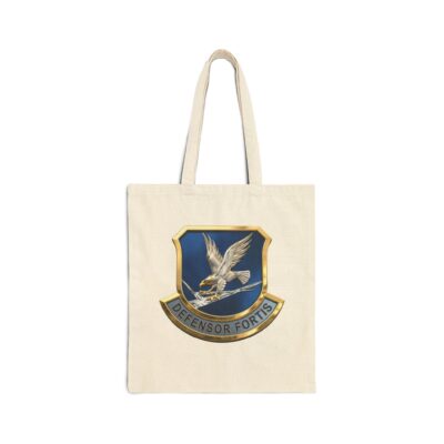 Cotton Tote Bag — ‘Defensor Fortis’ Military Emblem Canvas Tote