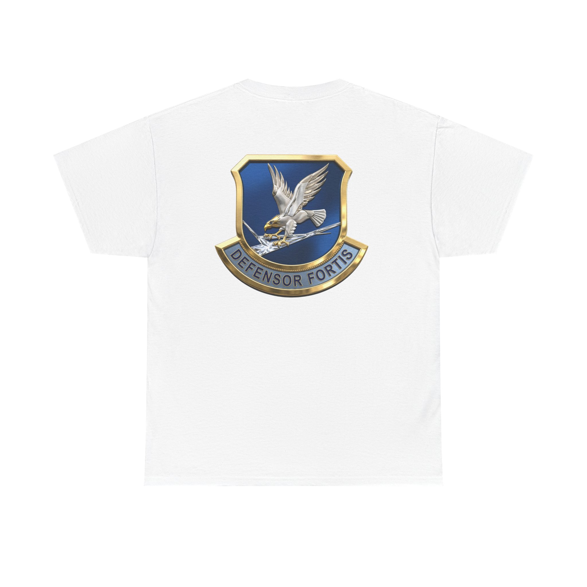 Military Crest T-Shirt — Defensor Fortis Emblem Back Print