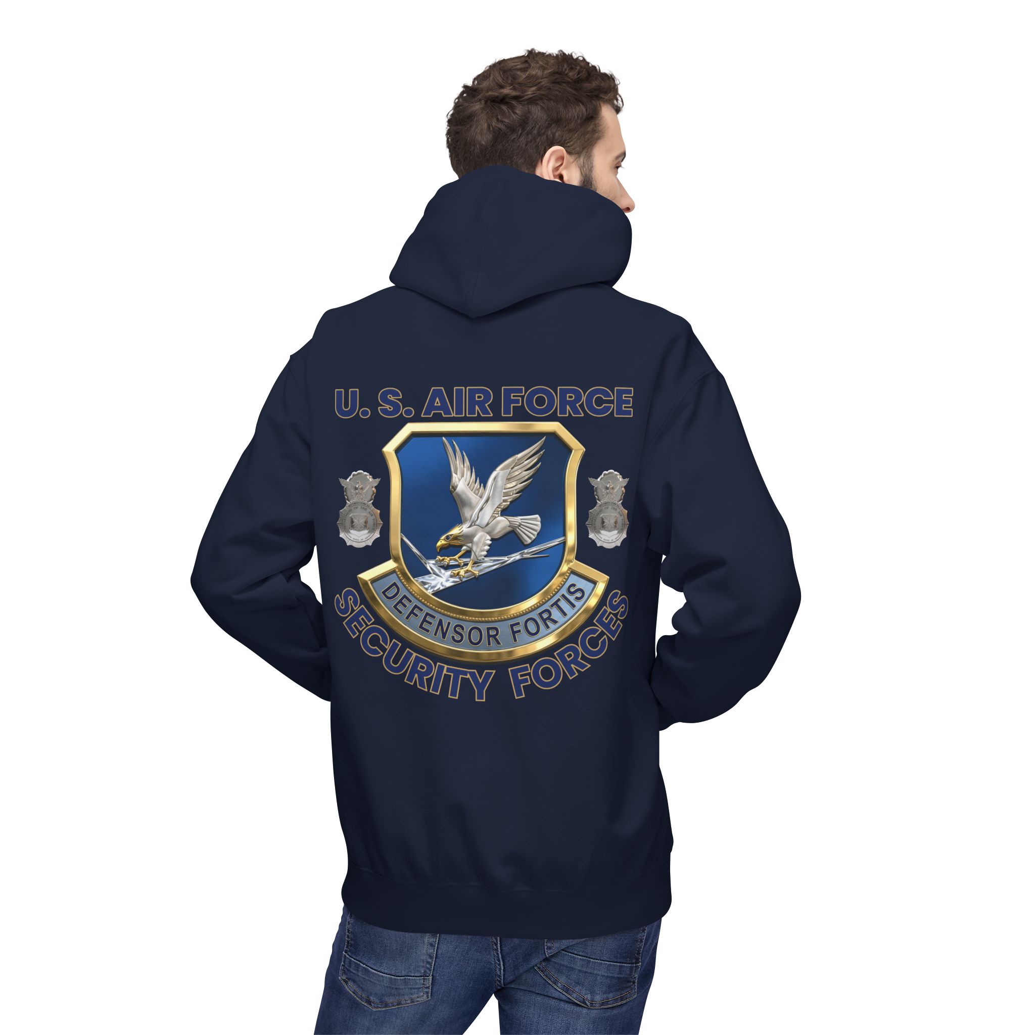 Air Force Security Forces Emblem Hoodie – U.S. Air Force Defensor Fortis Back Print - Image 18