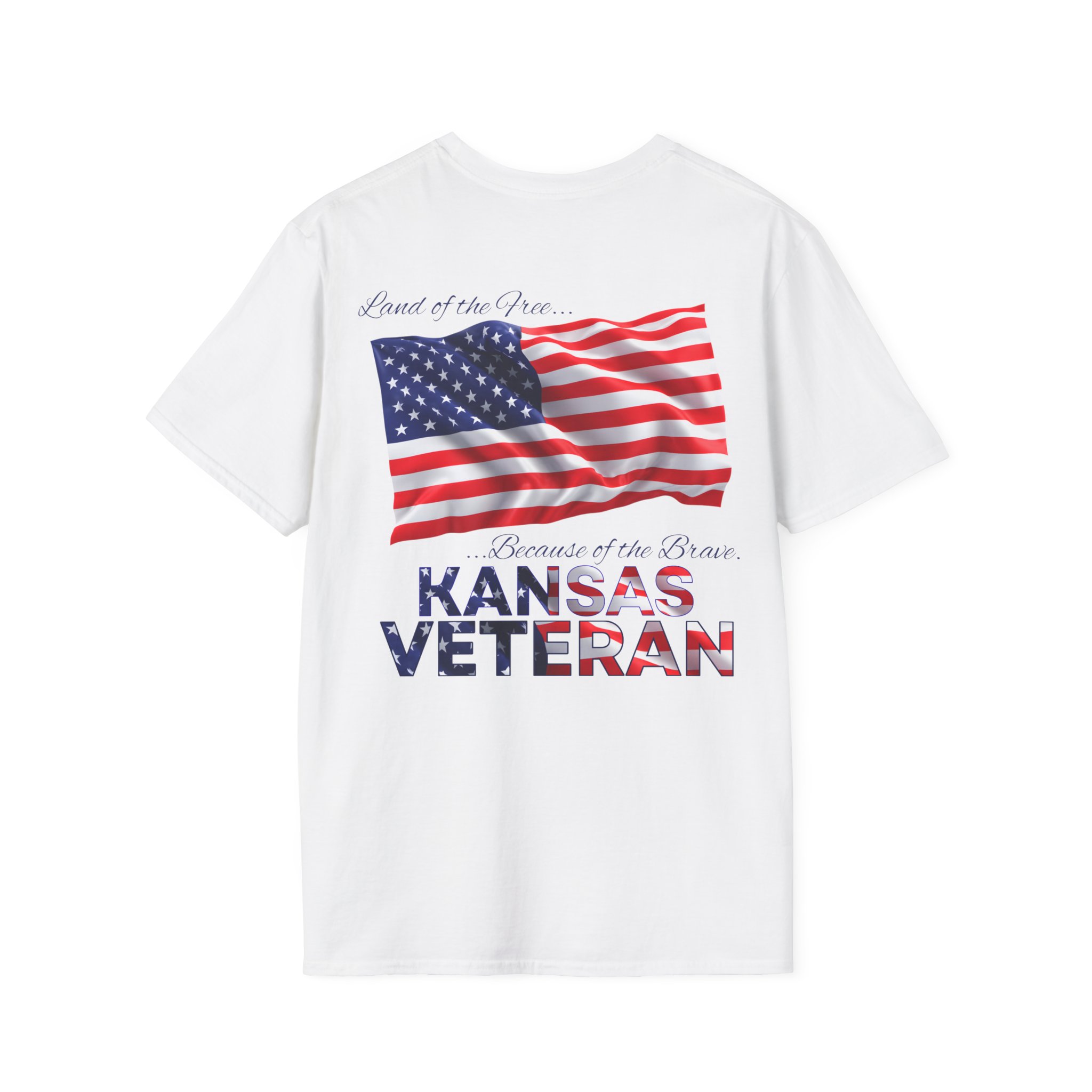 Kansas Veteran T-Shirt — Home of the Brave American Flag Memorial Tee - Image 2