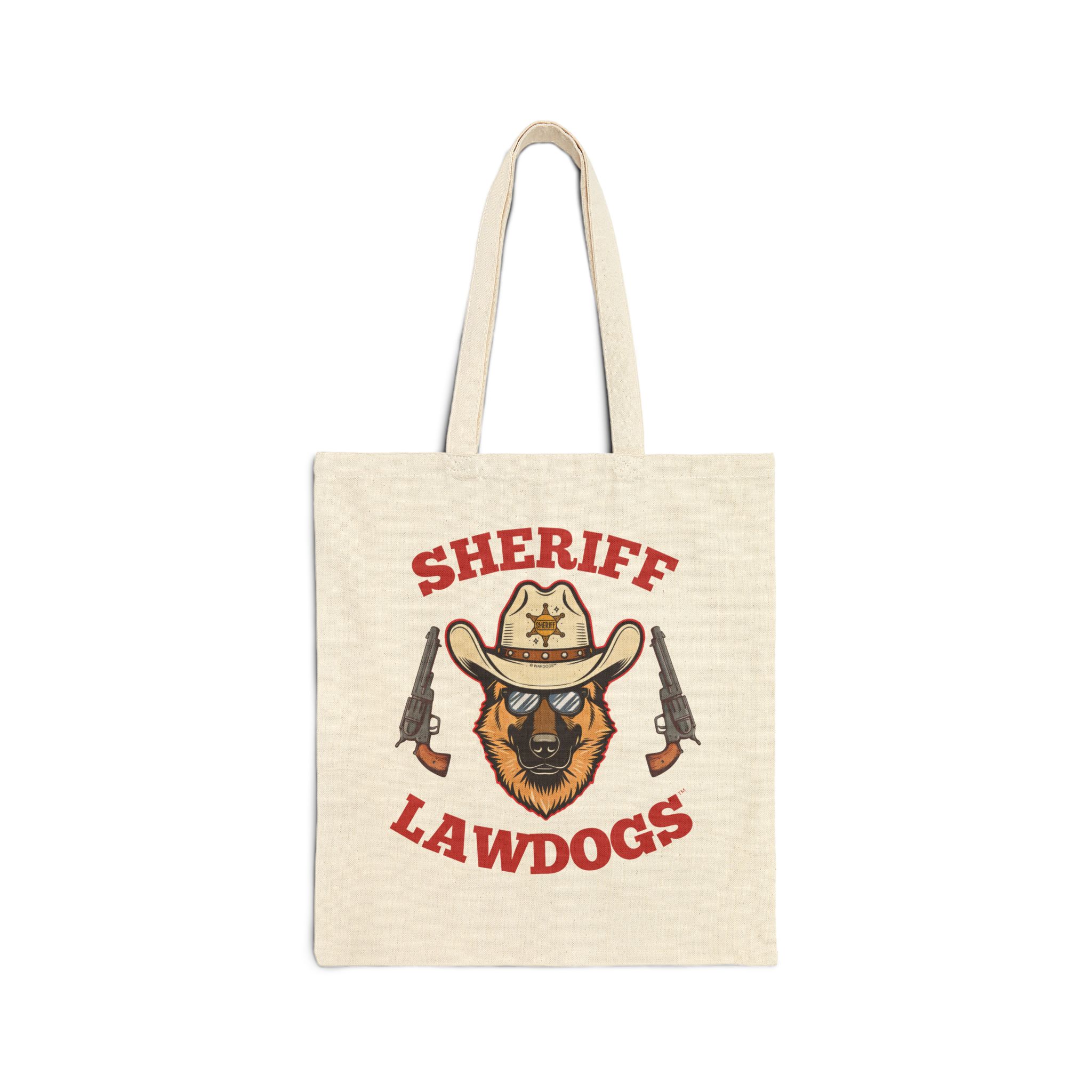 Sheriff Lawdogs Canvas Tote Bag – Western Sheriff Dog Graphic Cotton Shopper