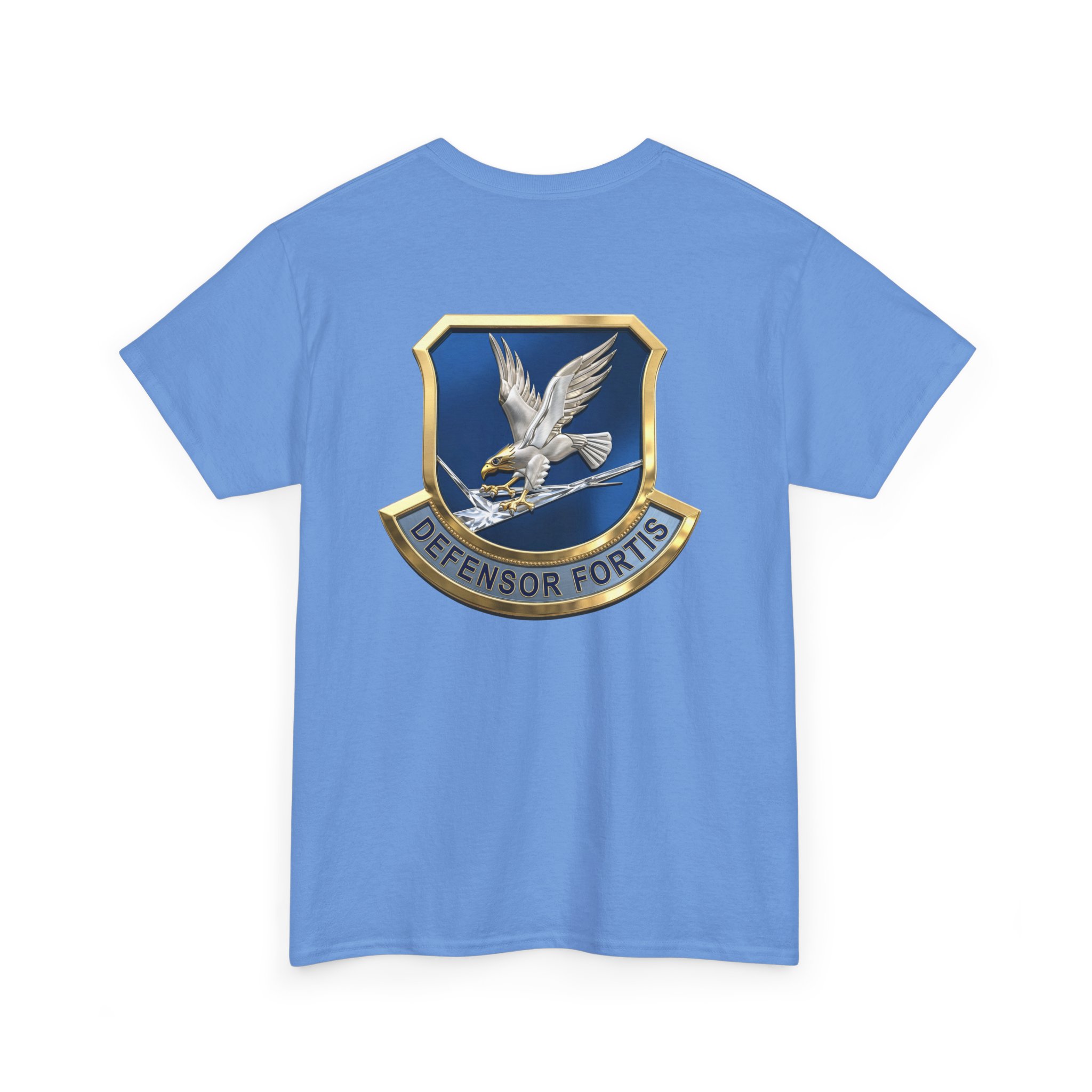 Military Crest T-Shirt — Defensor Fortis Emblem Back Print - Image 33