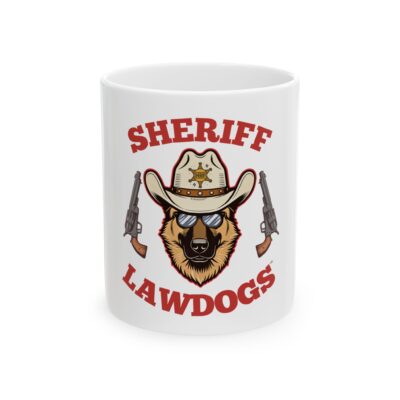 Sheriff Lawdogs Ceramic Mug — Western Cowboy Dog Coffee Cup (11oz/15oz)