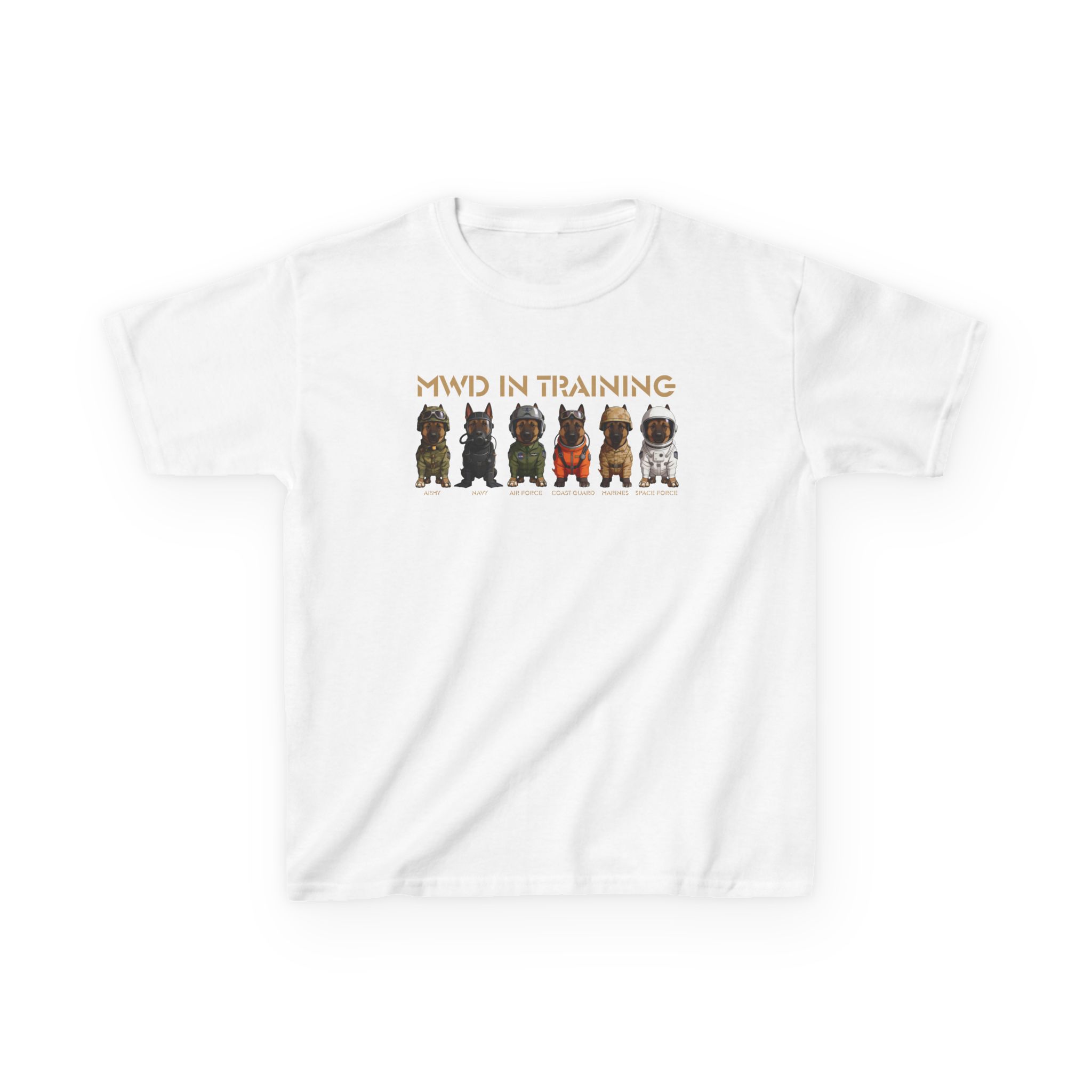 Kids Tee - "MWD Training" Cute Military Working Dog Puppies Shirt for Children - Image 6