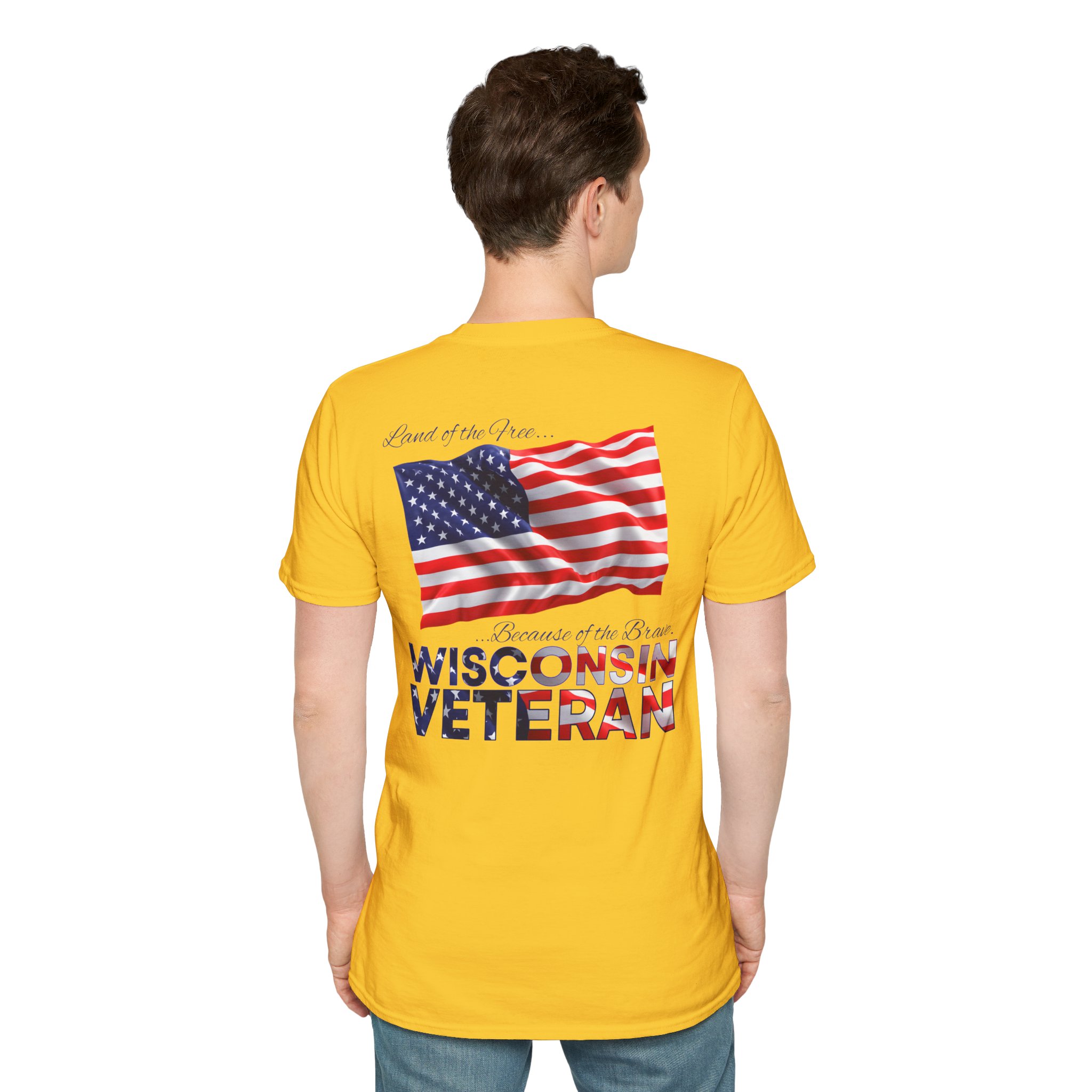 Wisconsin Veteran T-Shirt — Home of the Brave American Flag Memorial Tee - Image 22