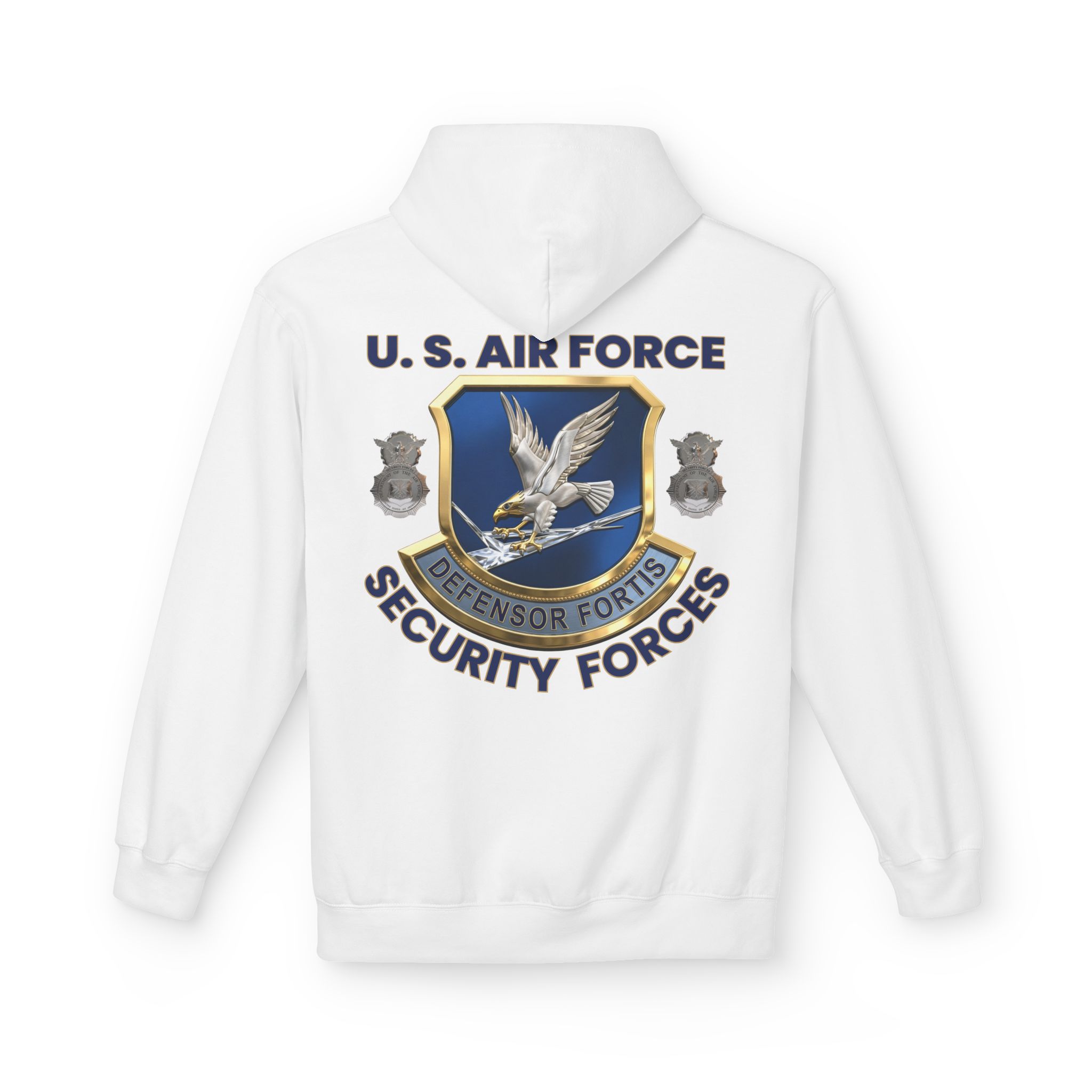 Air Force Security Forces Emblem Hoodie – U.S. Air Force Defensor Fortis Back Print - Image 3