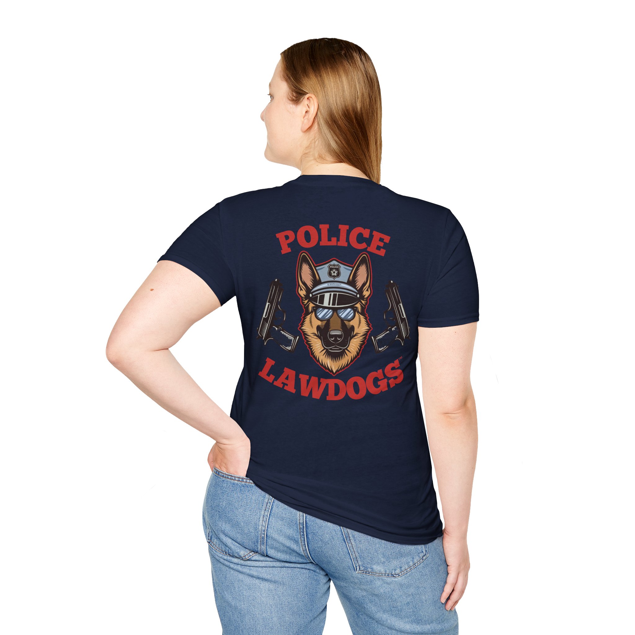 Police Lawdogs T-Shirt – K9 Handler German Shepherd Badge Tee -Back Design - Image 23