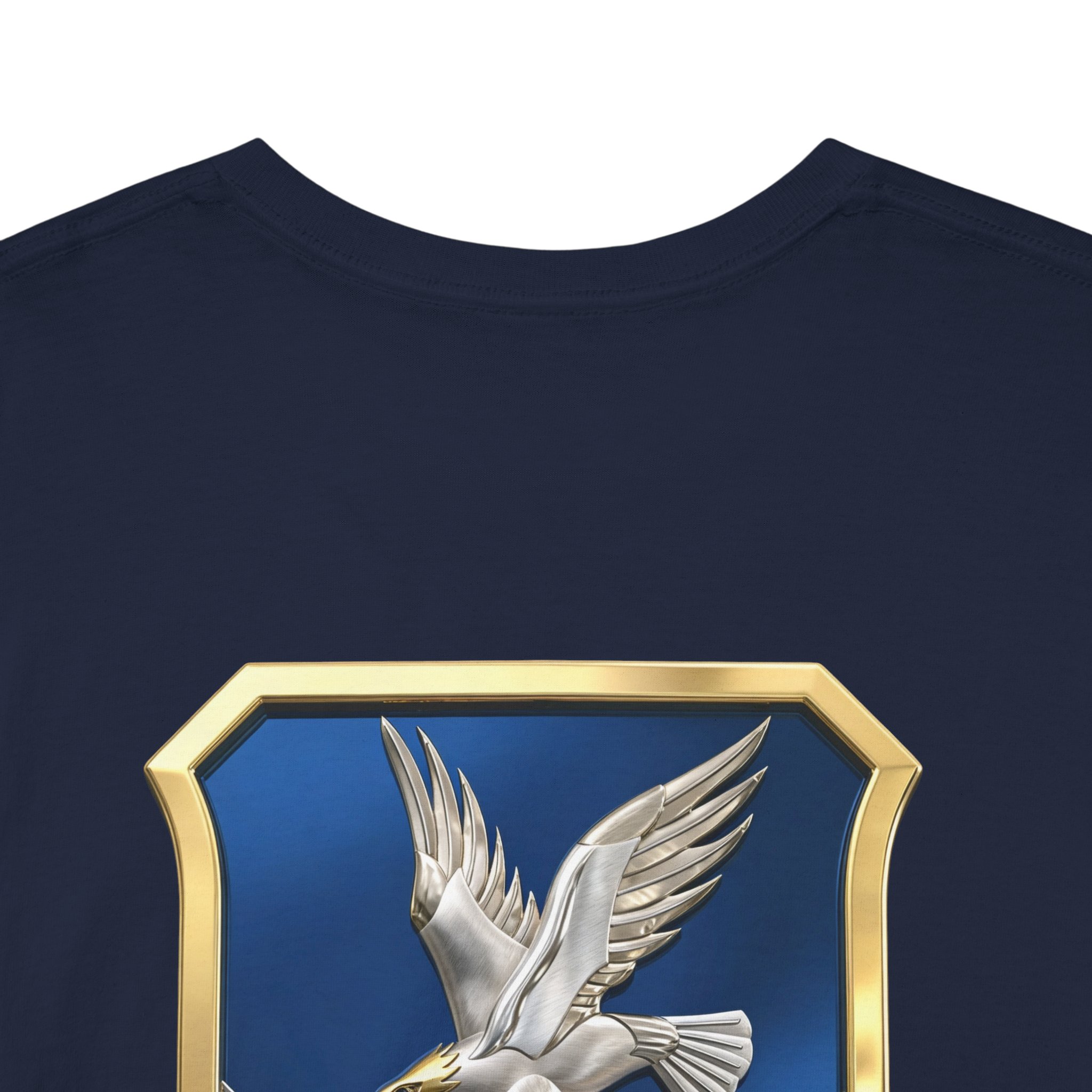 Military Crest T-Shirt — Defensor Fortis Emblem Back Print - Image 49