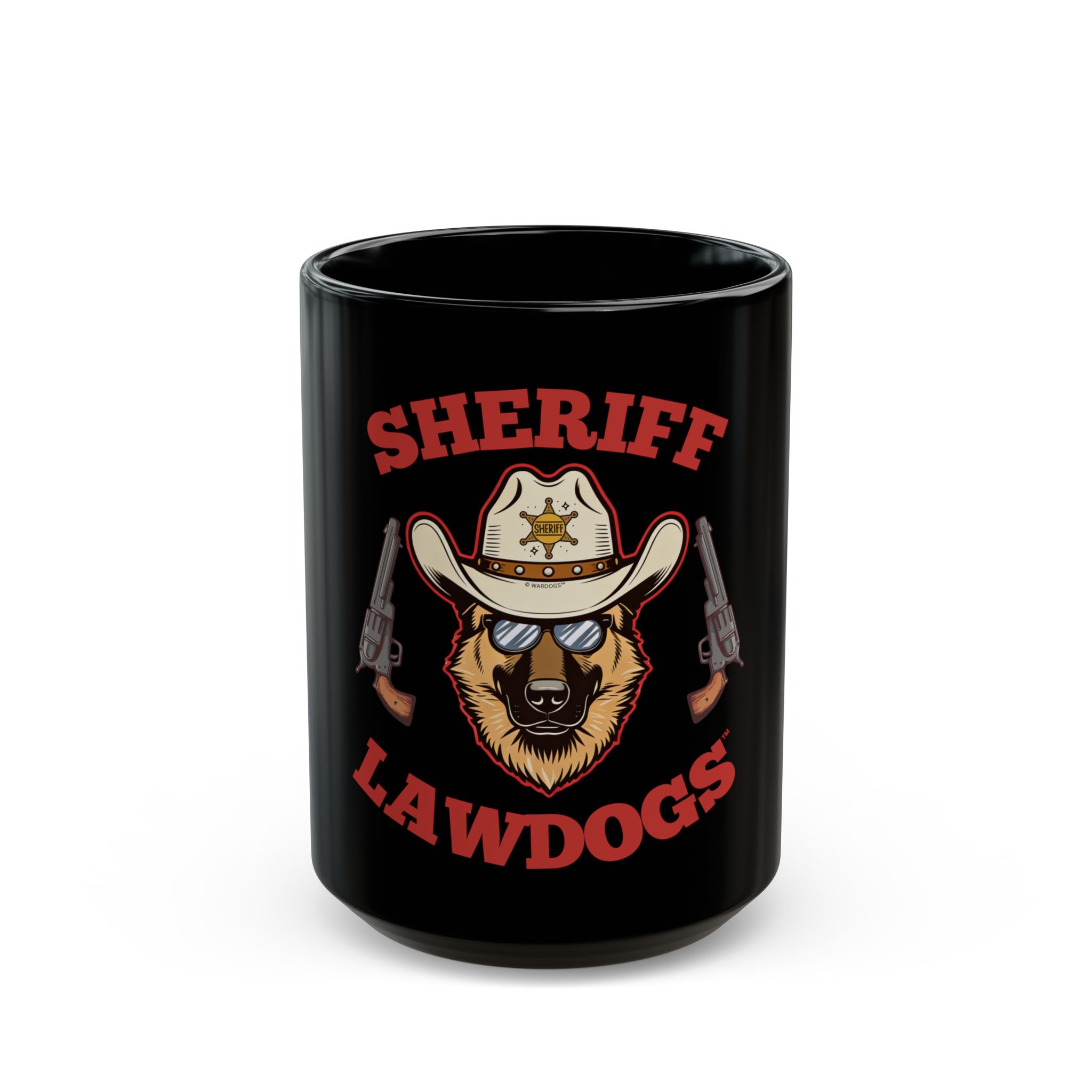 Sheriff Lawdogs Black Coffee Mug – Western Police Dog Design (11oz/15oz) - Image 2