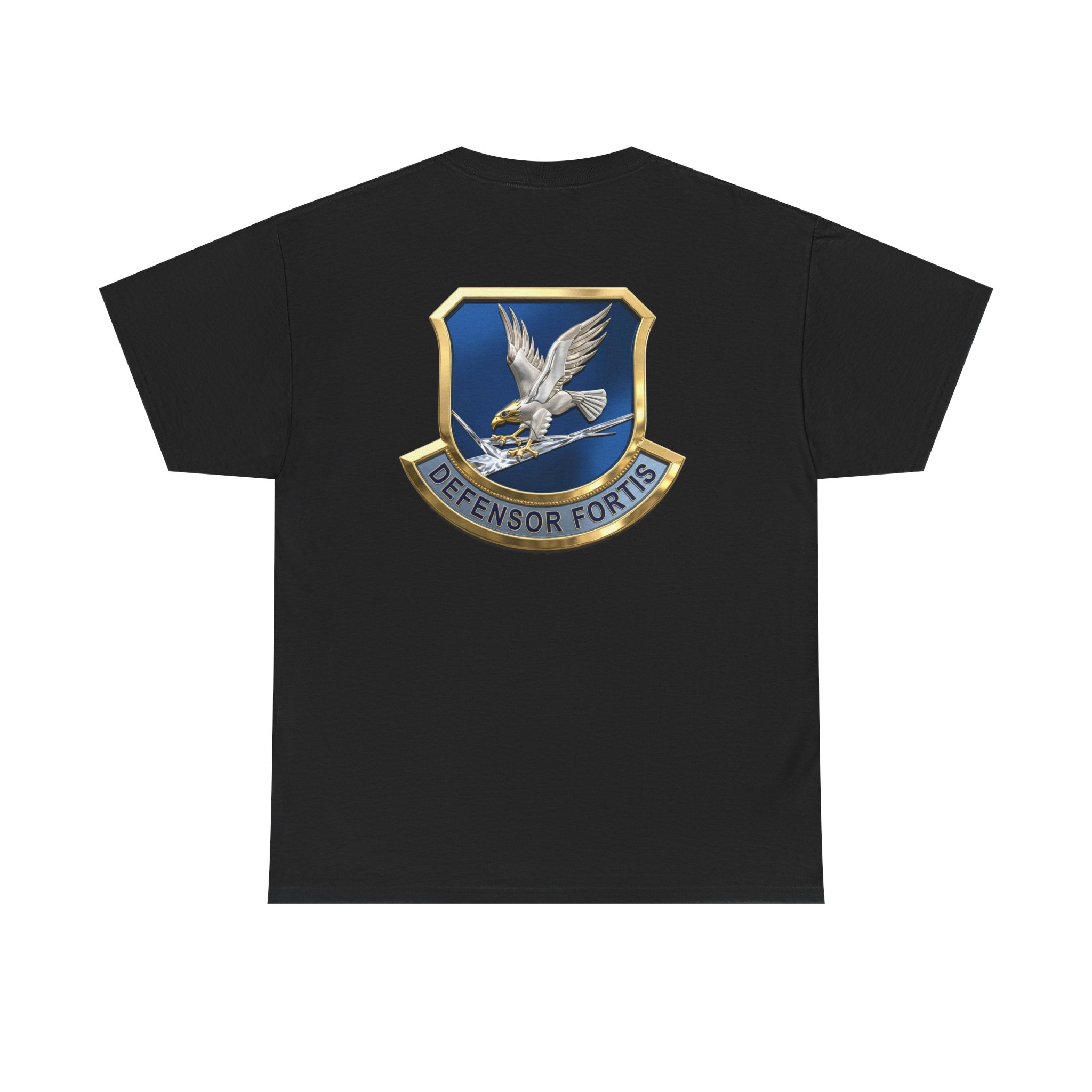 Military Crest T-Shirt — Defensor Fortis Emblem Back Print - Image 6
