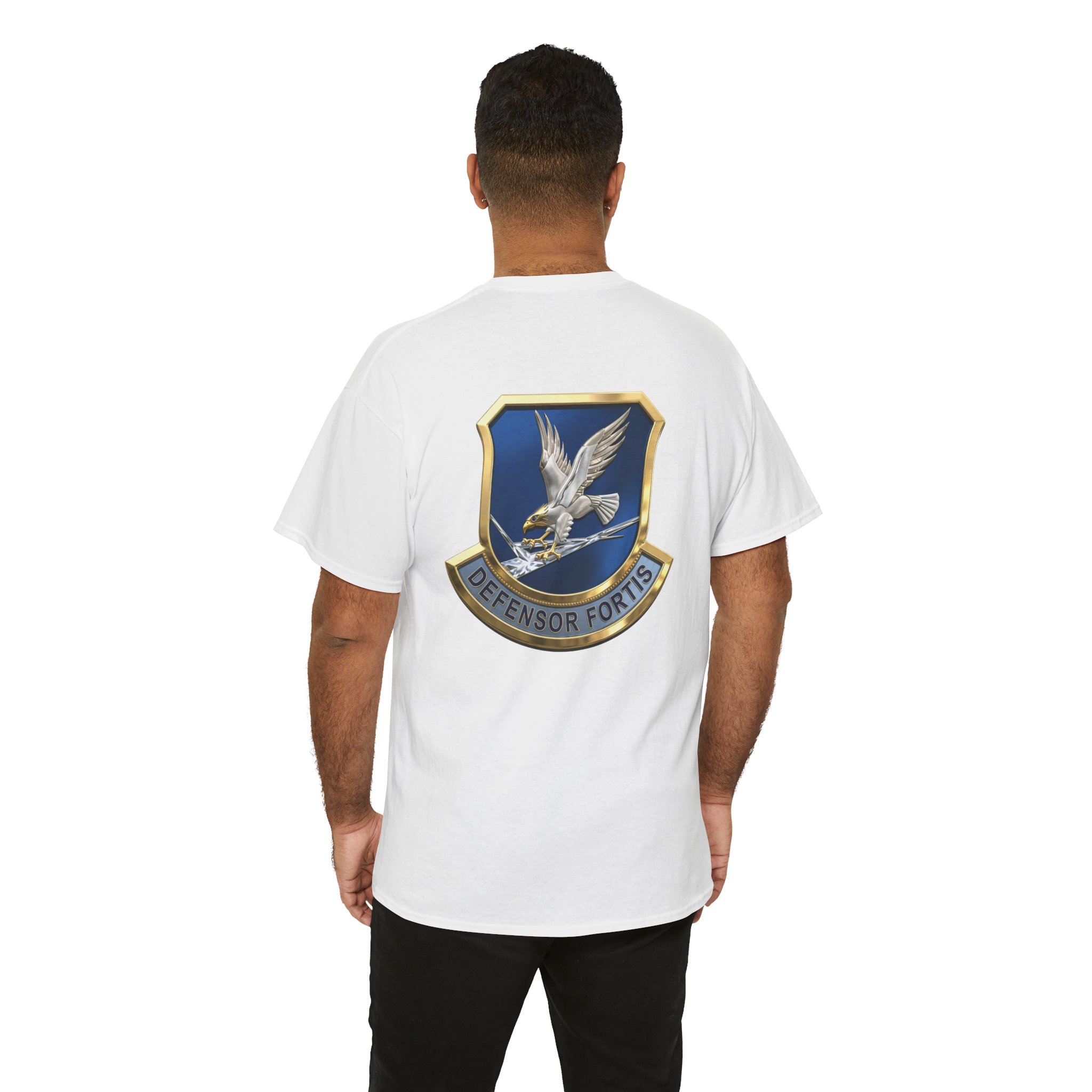 Military Crest T-Shirt — Defensor Fortis Emblem Back Print - Image 5