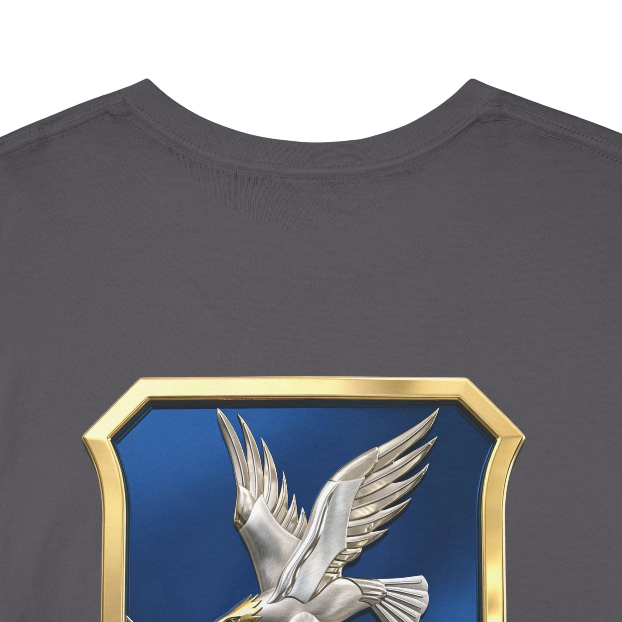 Military Crest T-Shirt — Defensor Fortis Emblem Back Print - Image 39