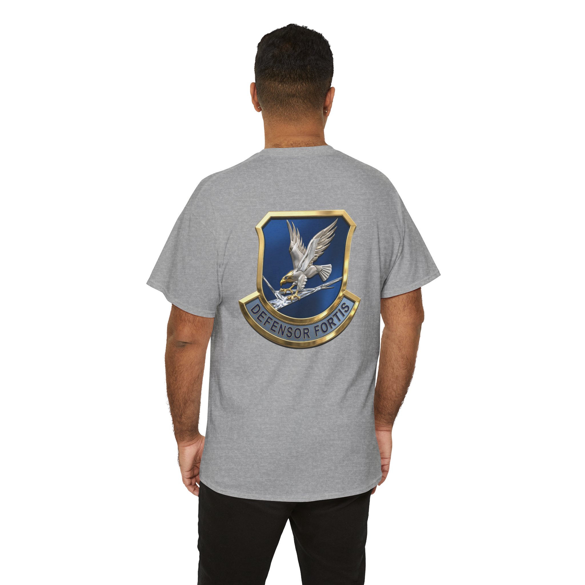 Military Crest T-Shirt — Defensor Fortis Emblem Back Print - Image 20