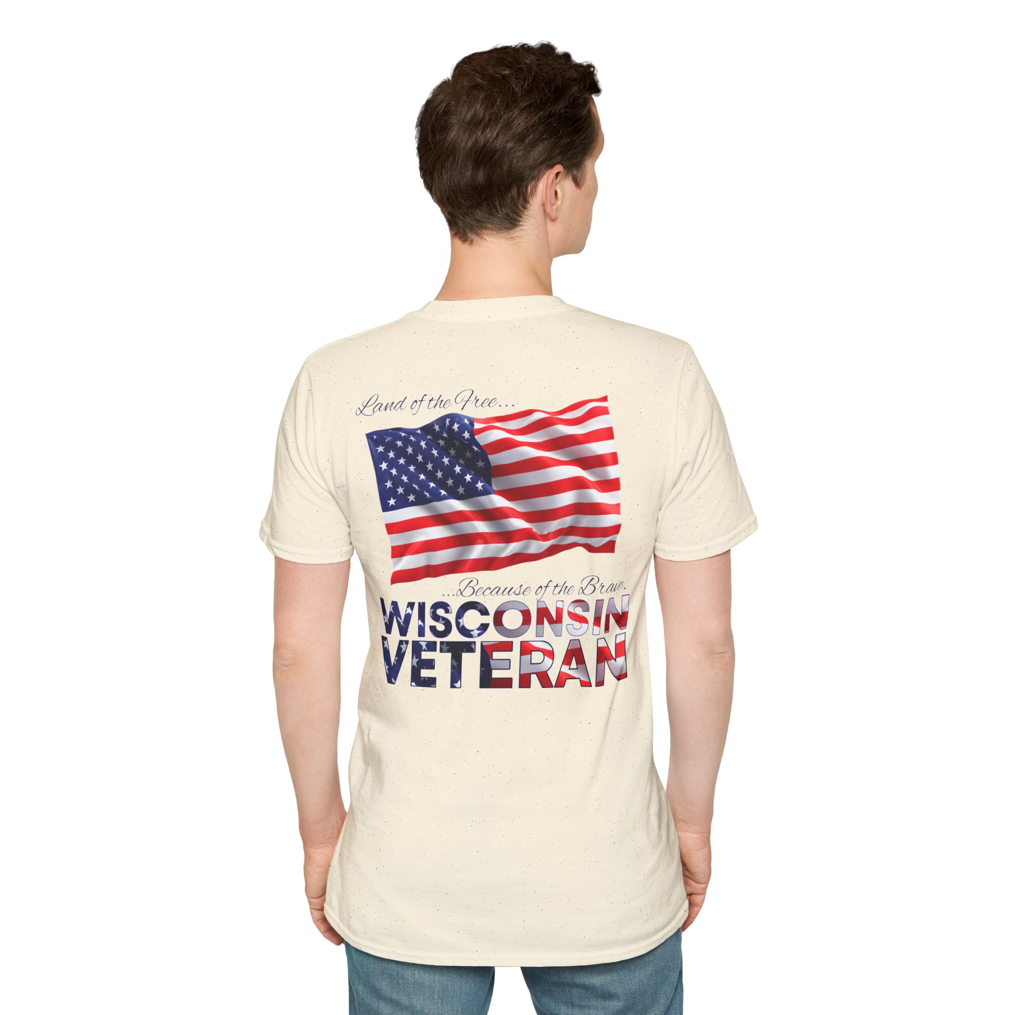 Wisconsin Veteran T-Shirt — Home of the Brave American Flag Memorial Tee - Image 15