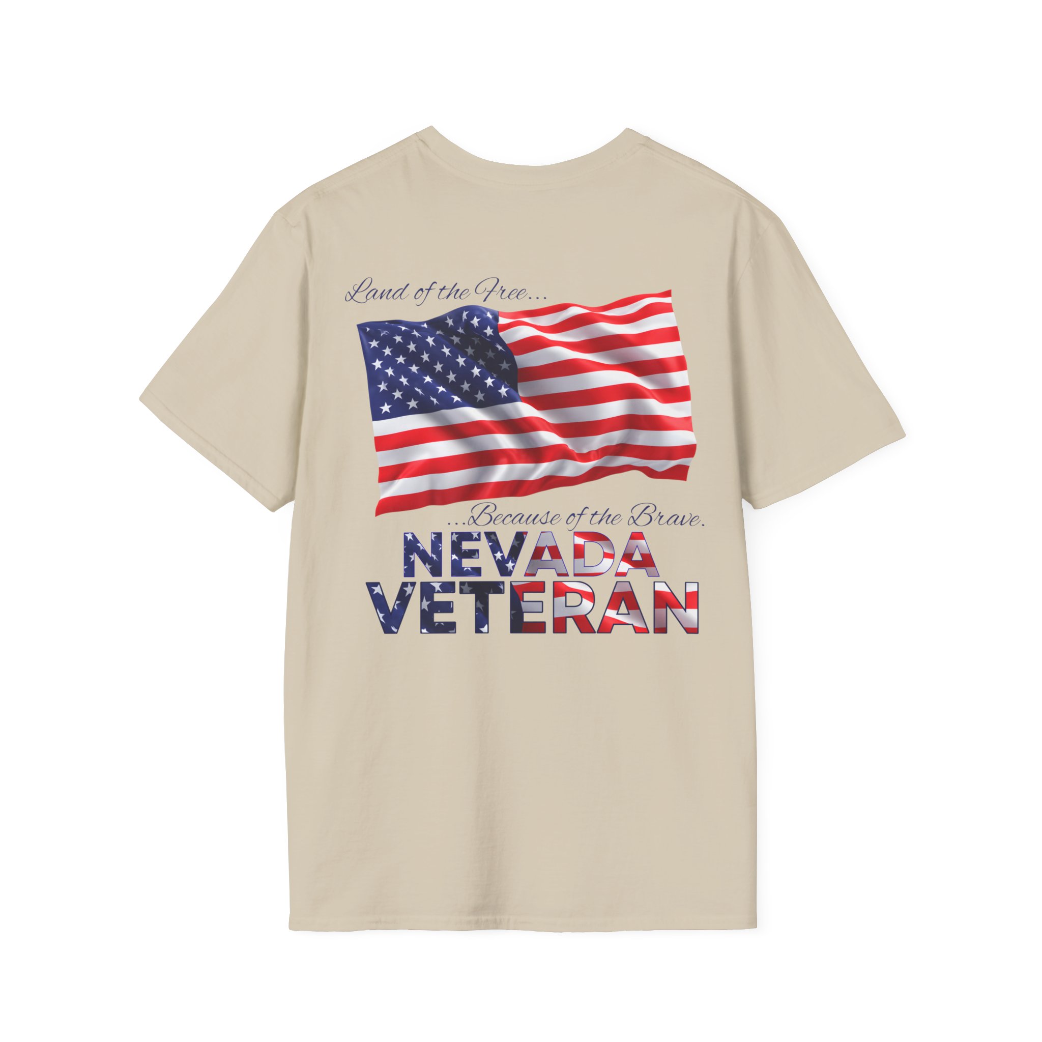 Nevada Veteran T-Shirt — Home of the Brave American Flag Memorial Tee - Image 14
