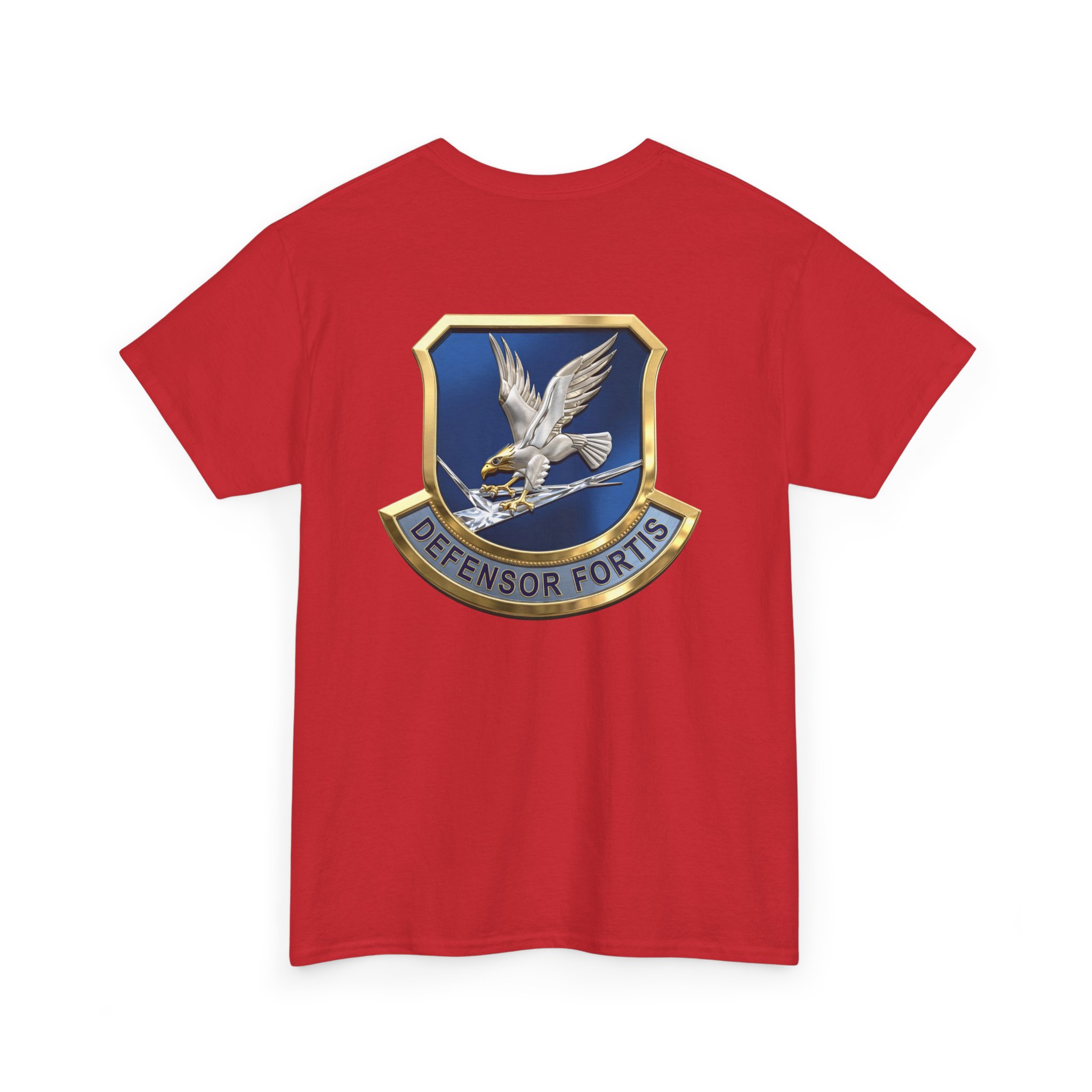 Military Crest T-Shirt — Defensor Fortis Emblem Back Print - Image 53