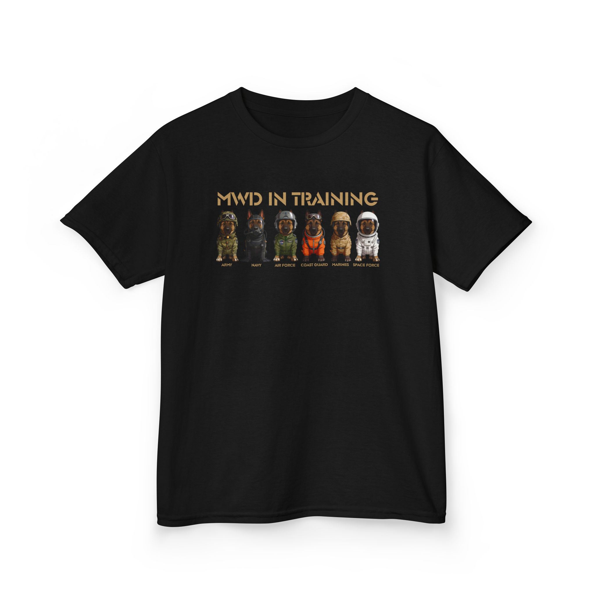 Kids Tee - "MWD Training" Cute Military Working Dog Puppies Shirt for Children - Image 13