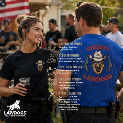 Sheriff Lawdogs T-Shirt — Cowboy Bear Badge Graphic Tee