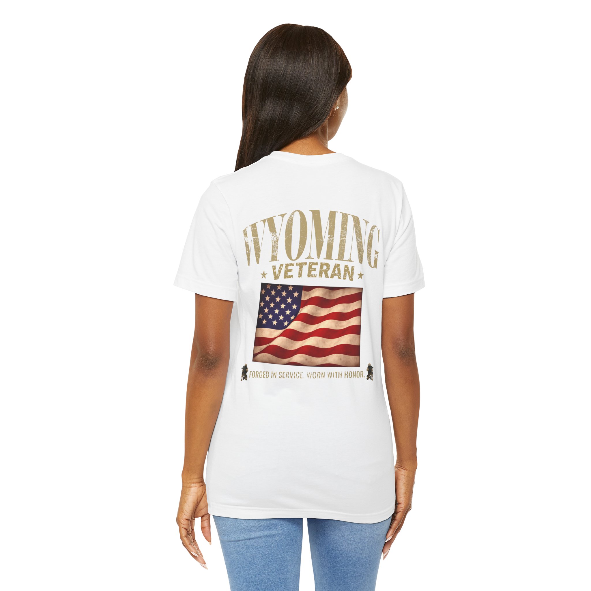 Wyoming Veteran T-Shirt — American Flag Map Military Tribute Tee - Image 24