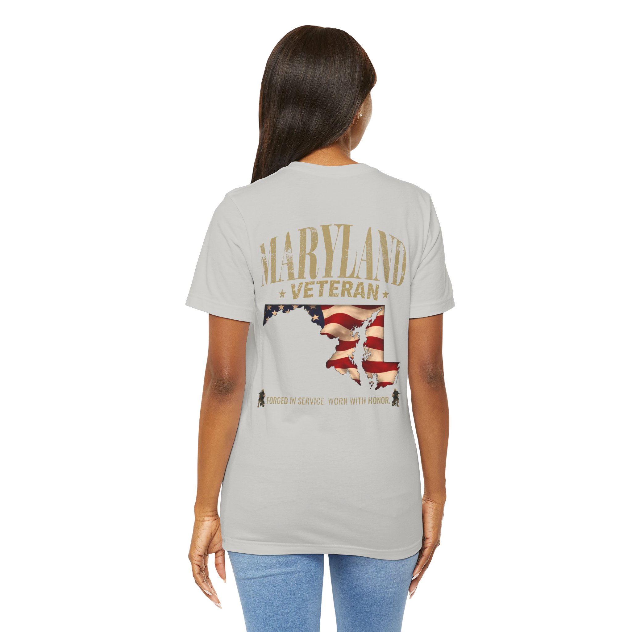 Maryland Veteran T-Shirt — American Flag Map Military Tribute Tee - Image 20