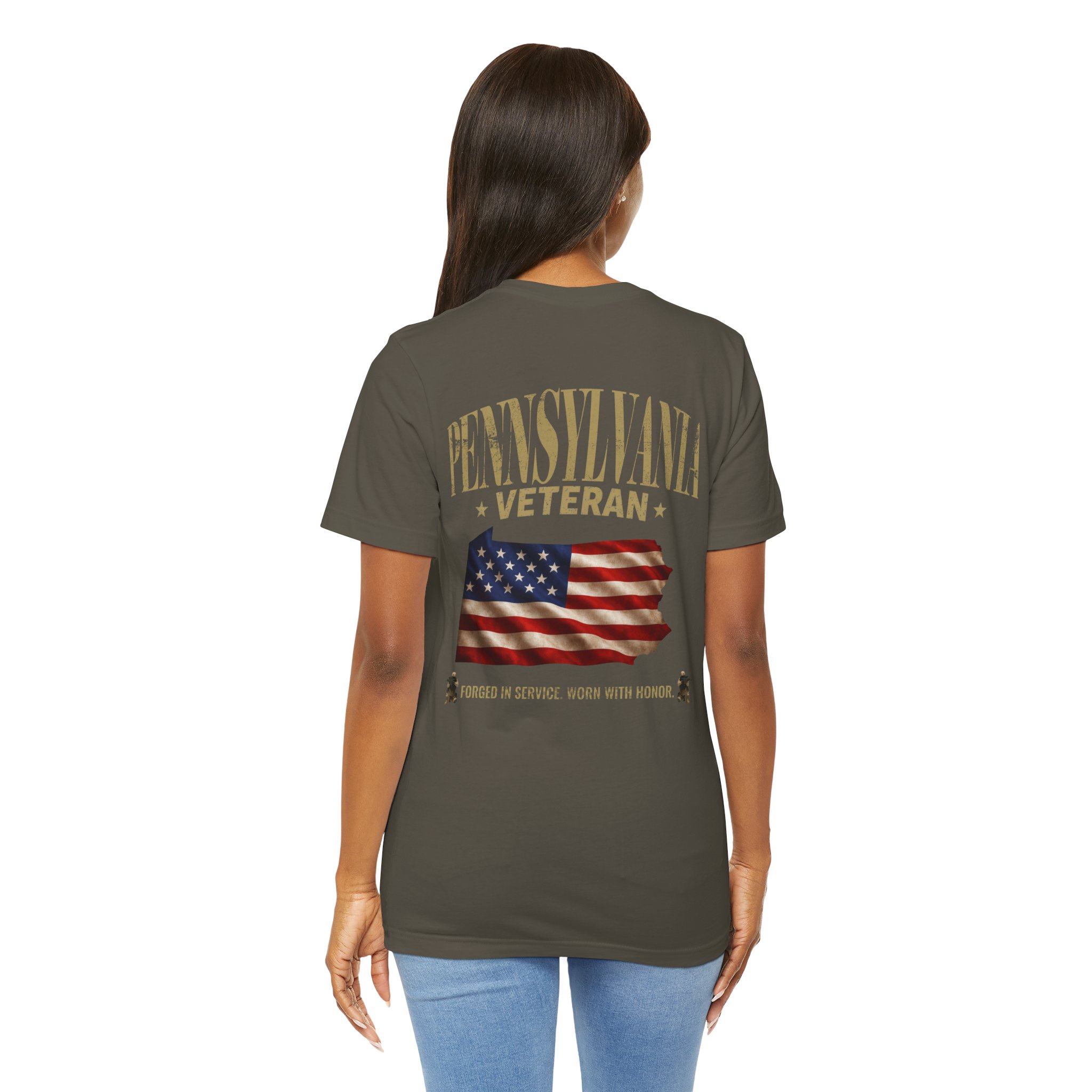 Pennsylvania Veteran T-Shirt — American Flag Map Military Tribute Tee - Image 15