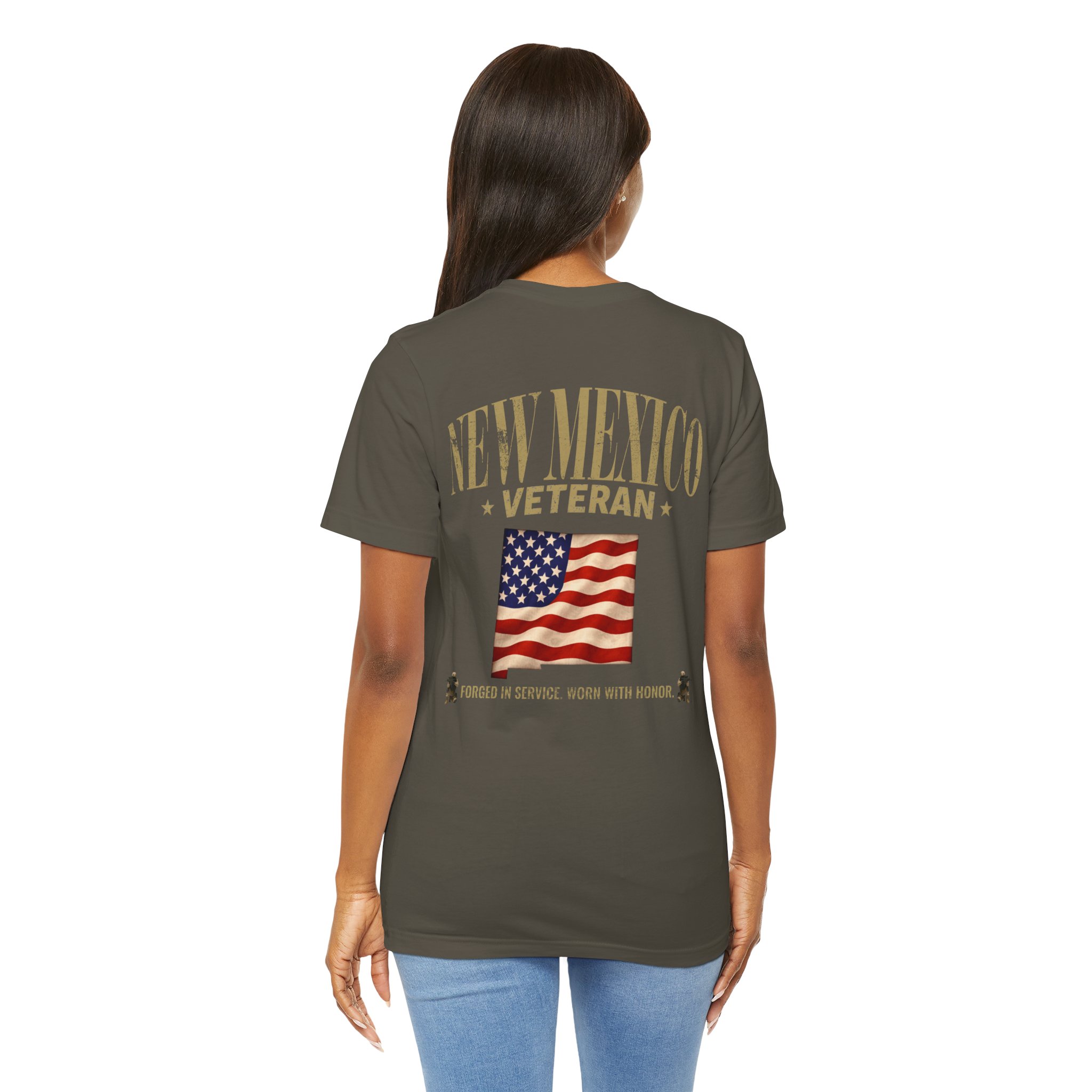 New Mexico Veteran T-Shirt — American Flag Map Military Tribute Tee - Image 24