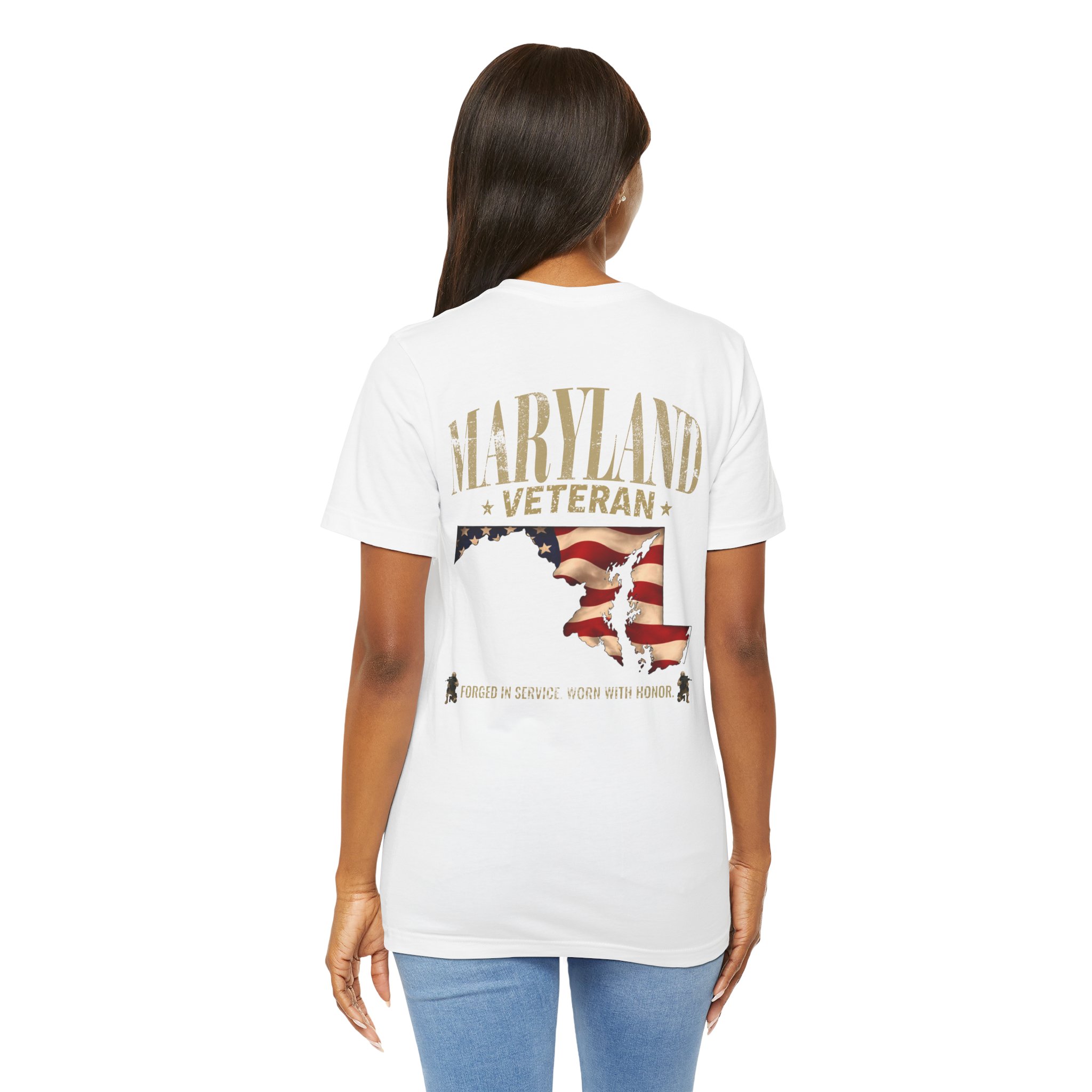 Maryland Veteran T-Shirt — American Flag Map Military Tribute Tee - Image 12