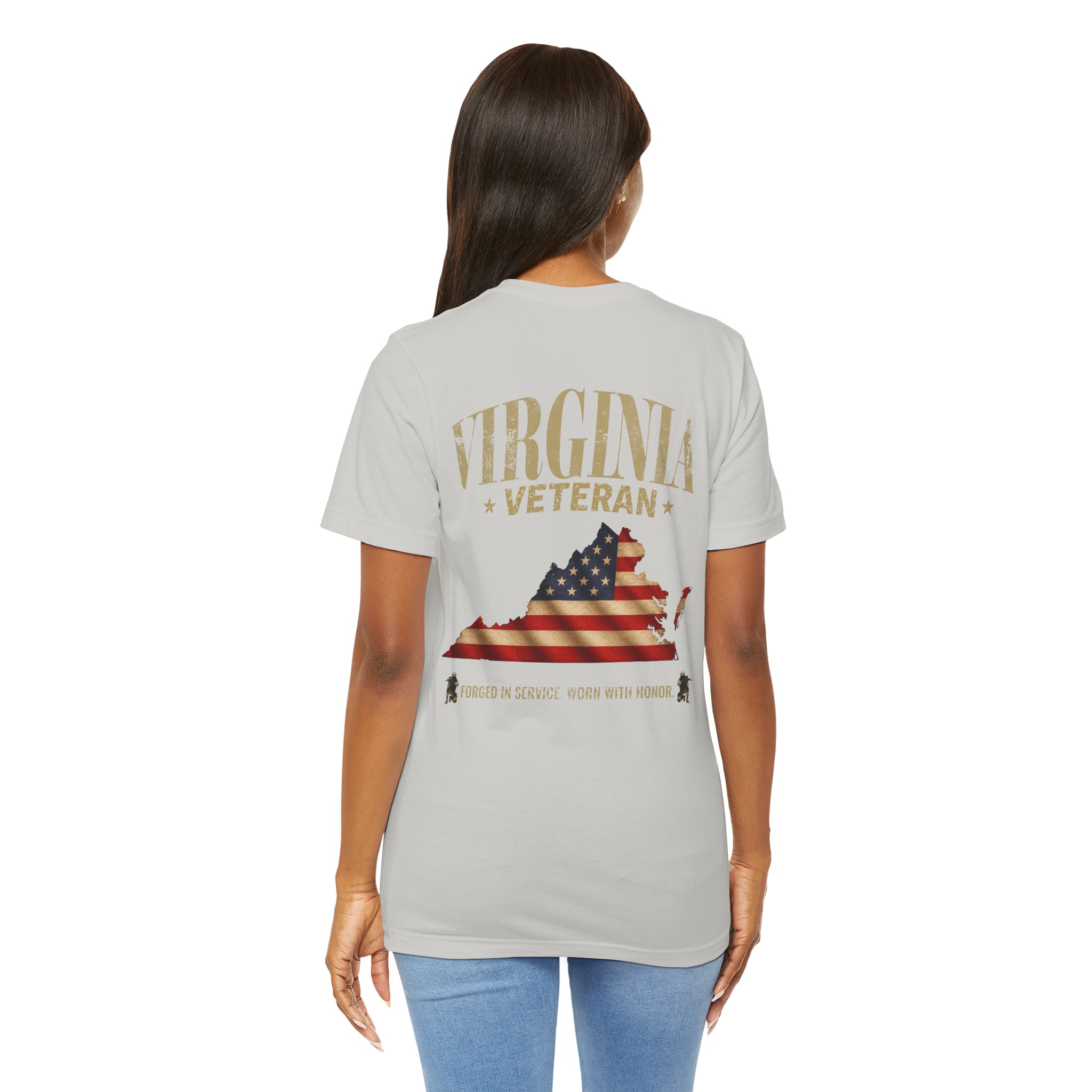 Virginia Veteran T-Shirt — American Flag Map Military Tribute Tee - Image 45