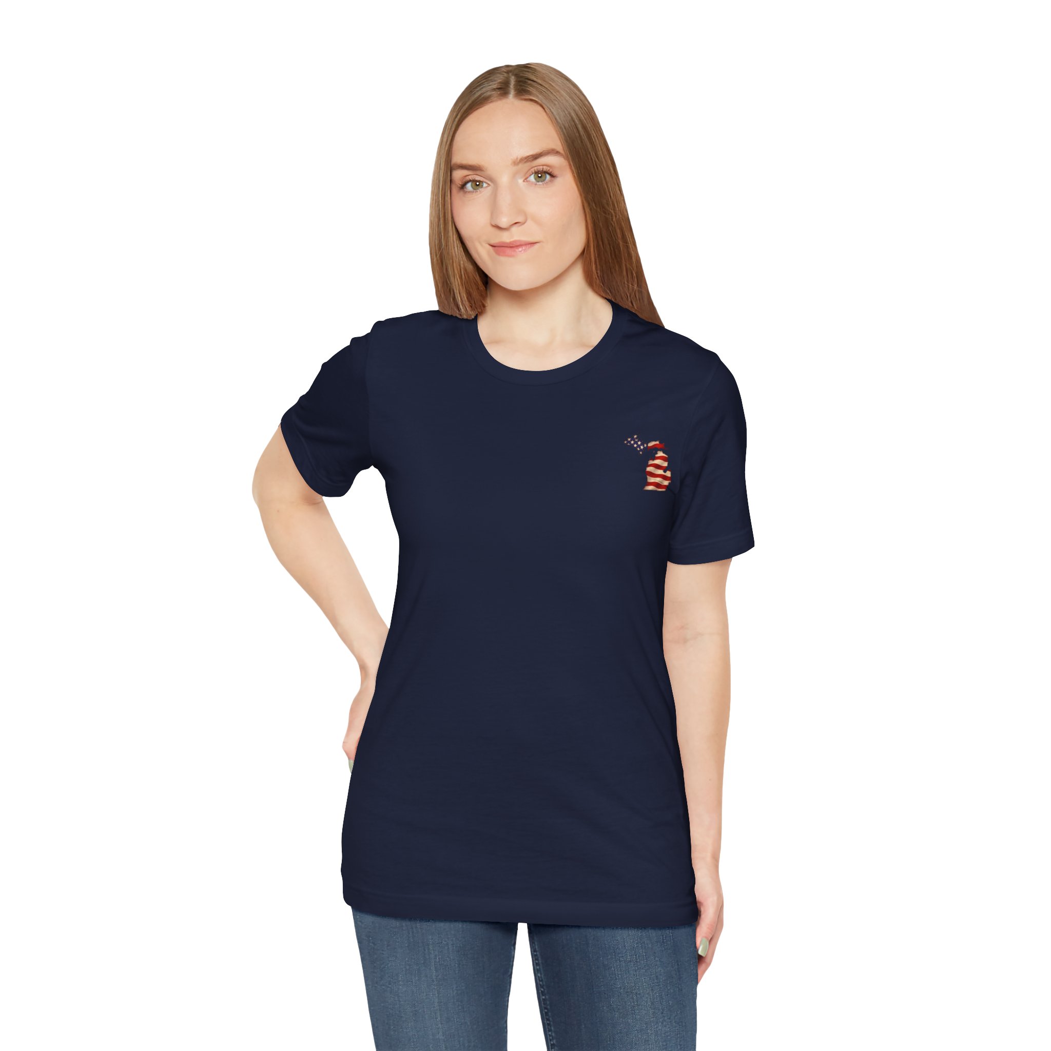 Michigan Veteran T-Shirt — American Flag Map Military Tribute Tee - Image 29